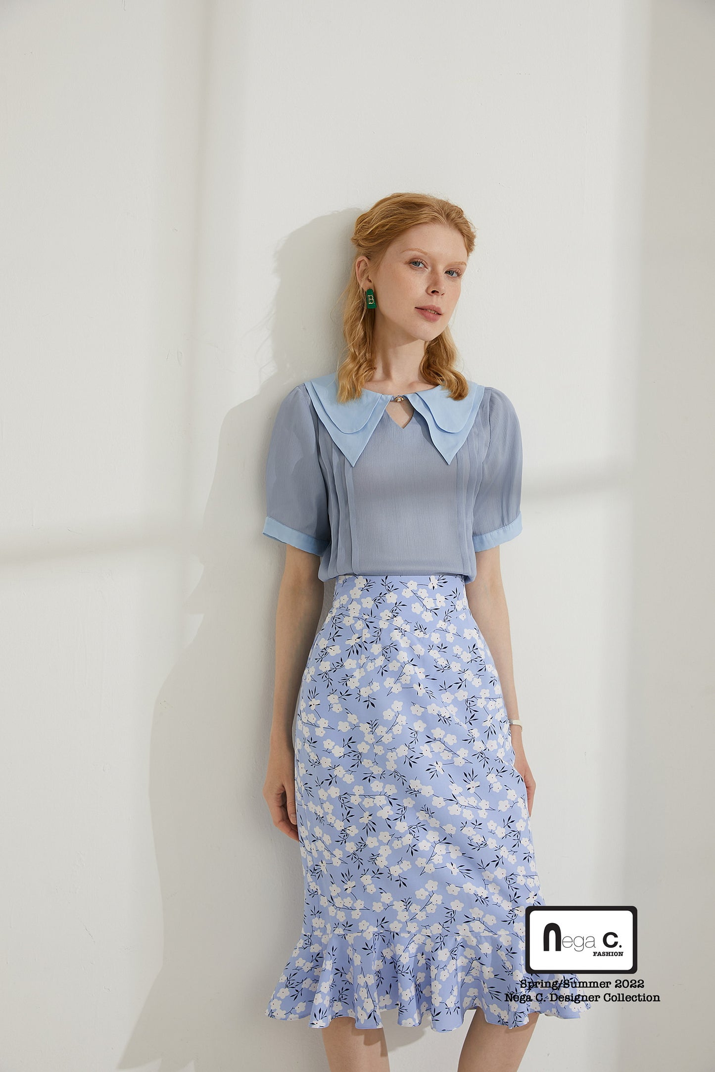 Nega C. 優雅雙領襯衫|淺藍色|無裡襯