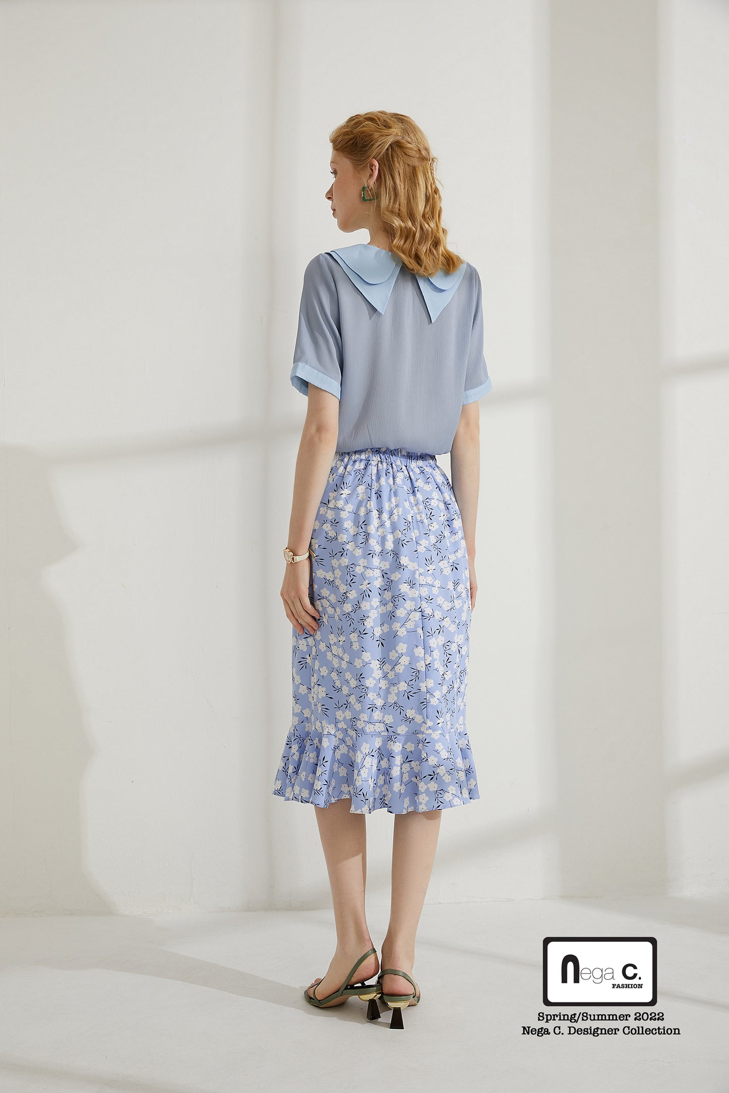 Nega C. 優雅雙領襯衫|淺藍色|無裡襯