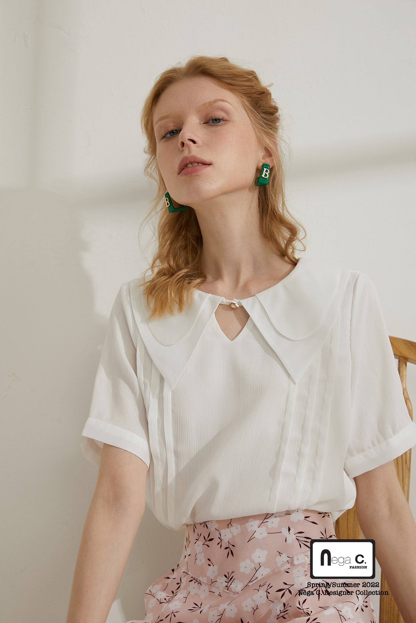 Nega C. เสื้อเชิ้ตปกสองชั้นหรูหรา | สีขาว | ไม่มีซับใน