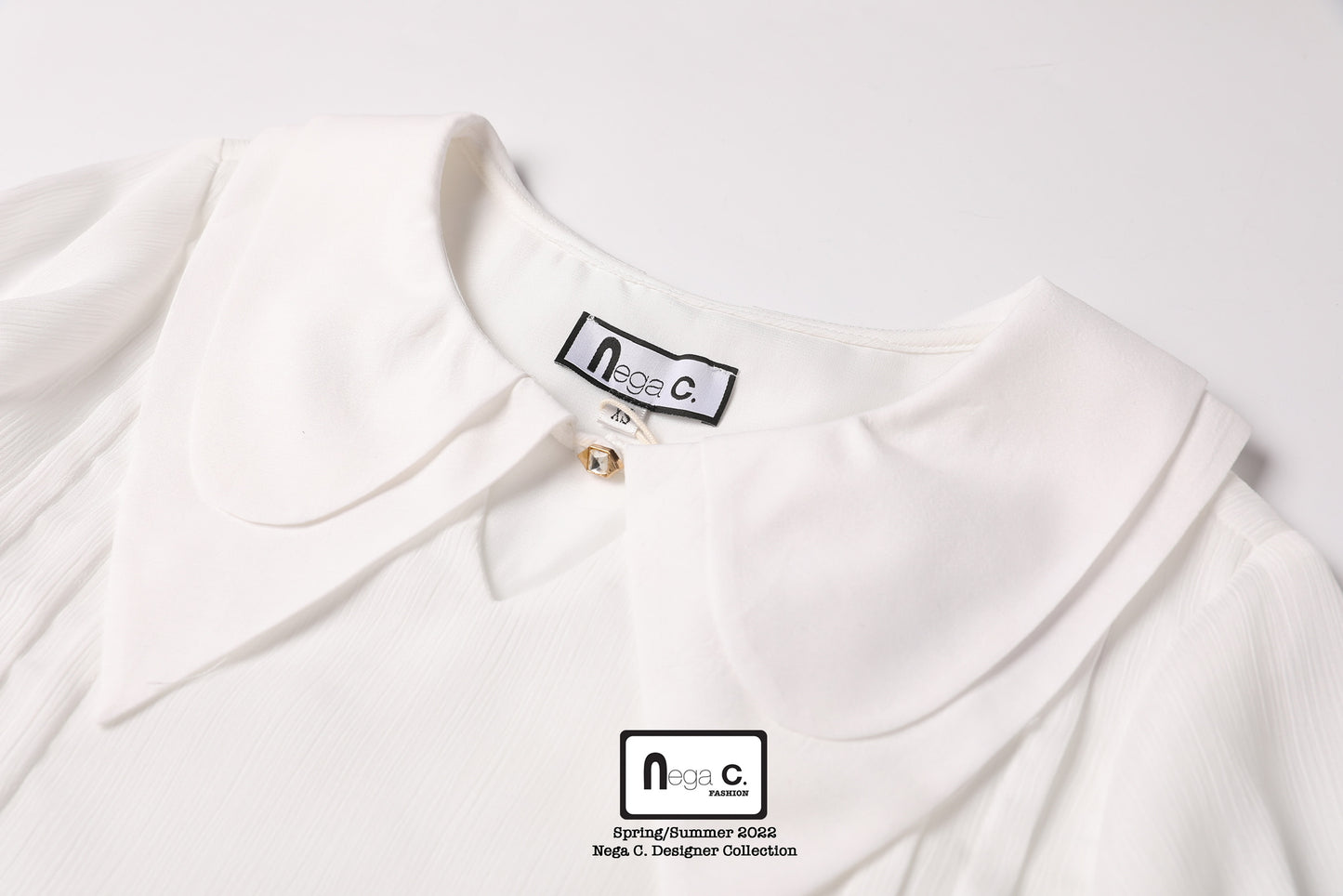 Nega C. เสื้อเชิ้ตปกสองชั้นหรูหรา | สีขาว | ไม่มีซับใน