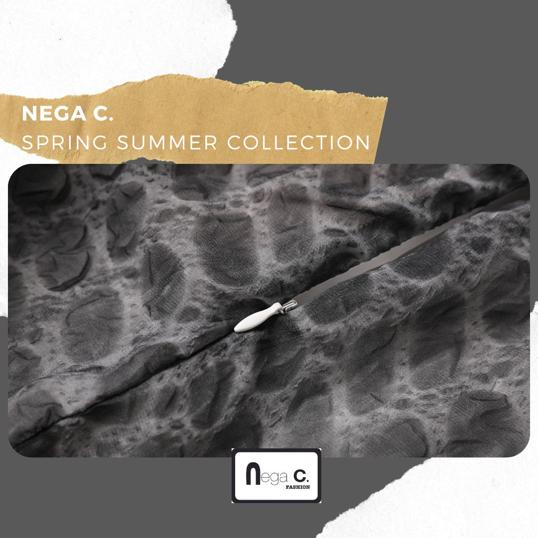 Nega C. กระโปรงชีฟองพิมพ์ลายหมึก | สีดำ | มีซับใน