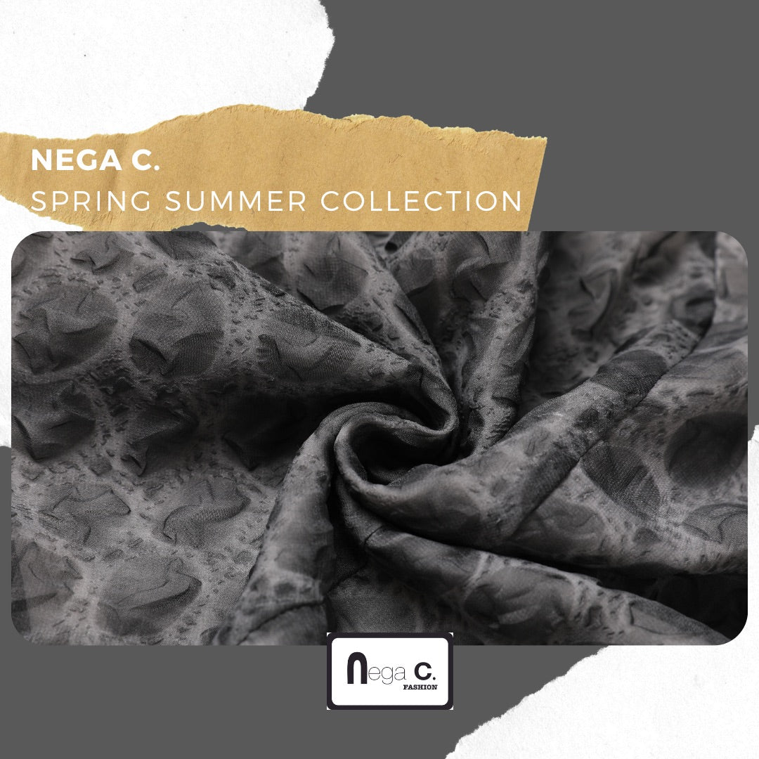 Nega C. กระโปรงชีฟองพิมพ์ลายหมึก | สีดำ | มีซับใน