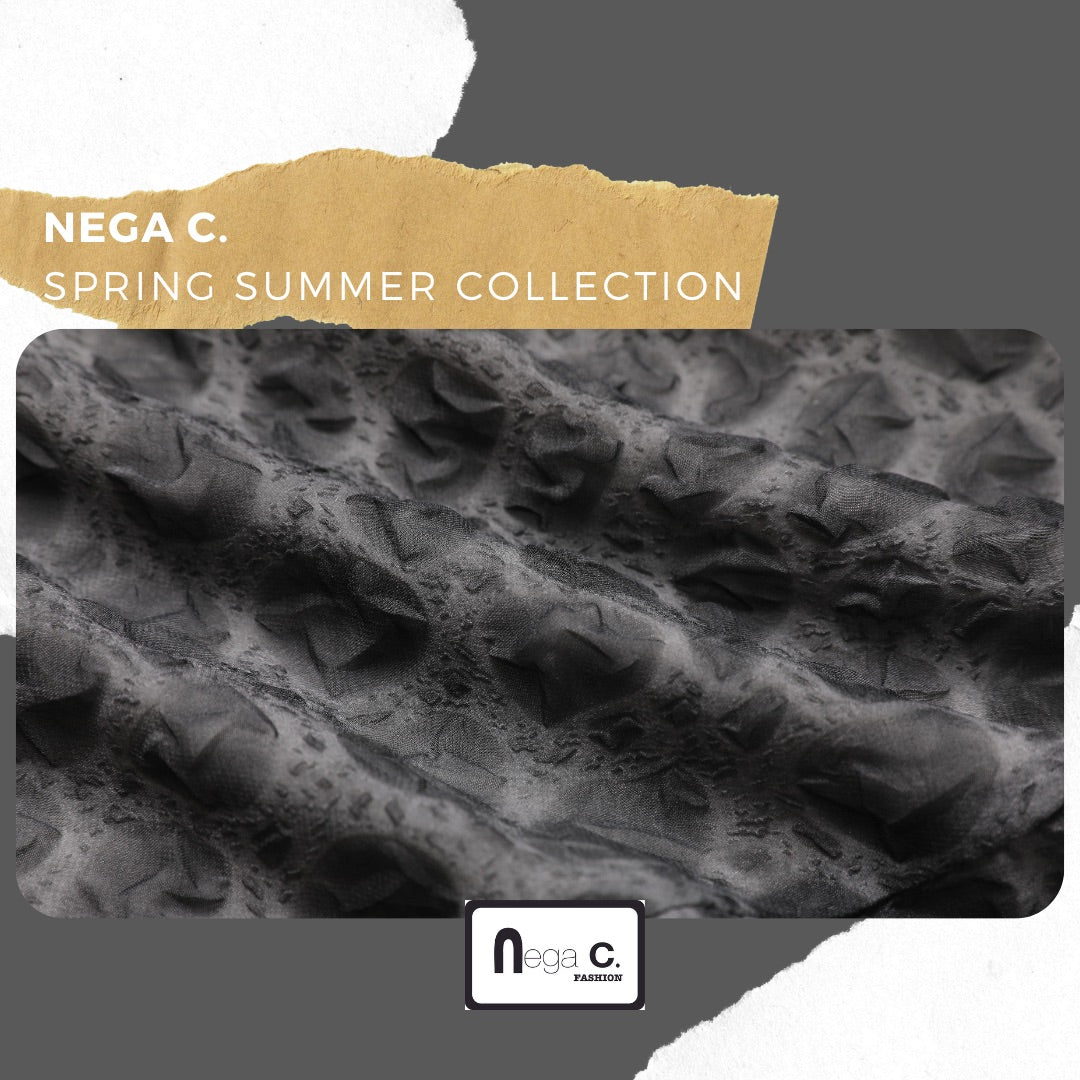 Nega C. กระโปรงชีฟองพิมพ์ลายหมึก | สีดำ | มีซับใน
