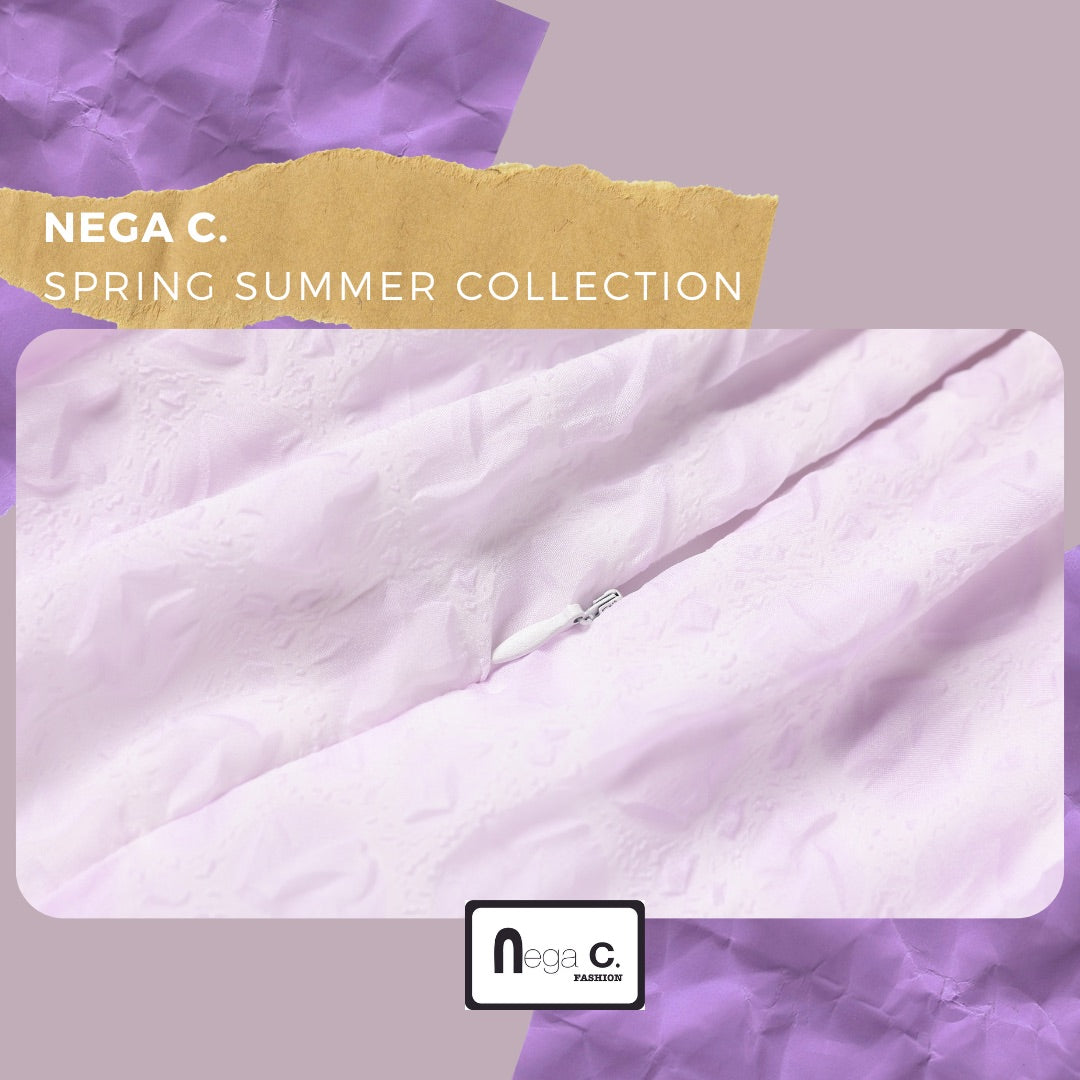Nega C. กระโปรงชีฟองพิมพ์ลายหมึก | สีม่วง | มีซับใน