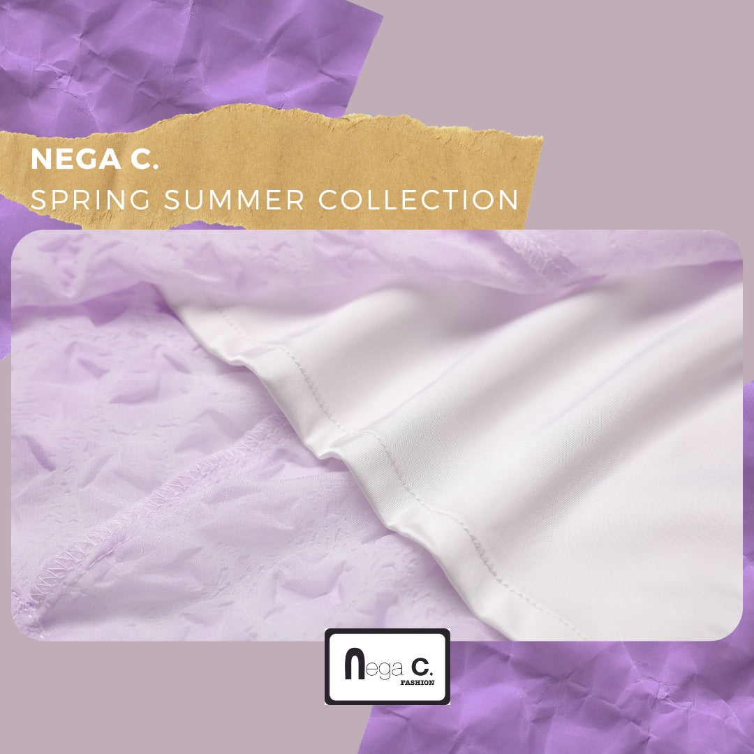 Nega C. กระโปรงชีฟองพิมพ์ลายหมึก | สีม่วง | มีซับใน
