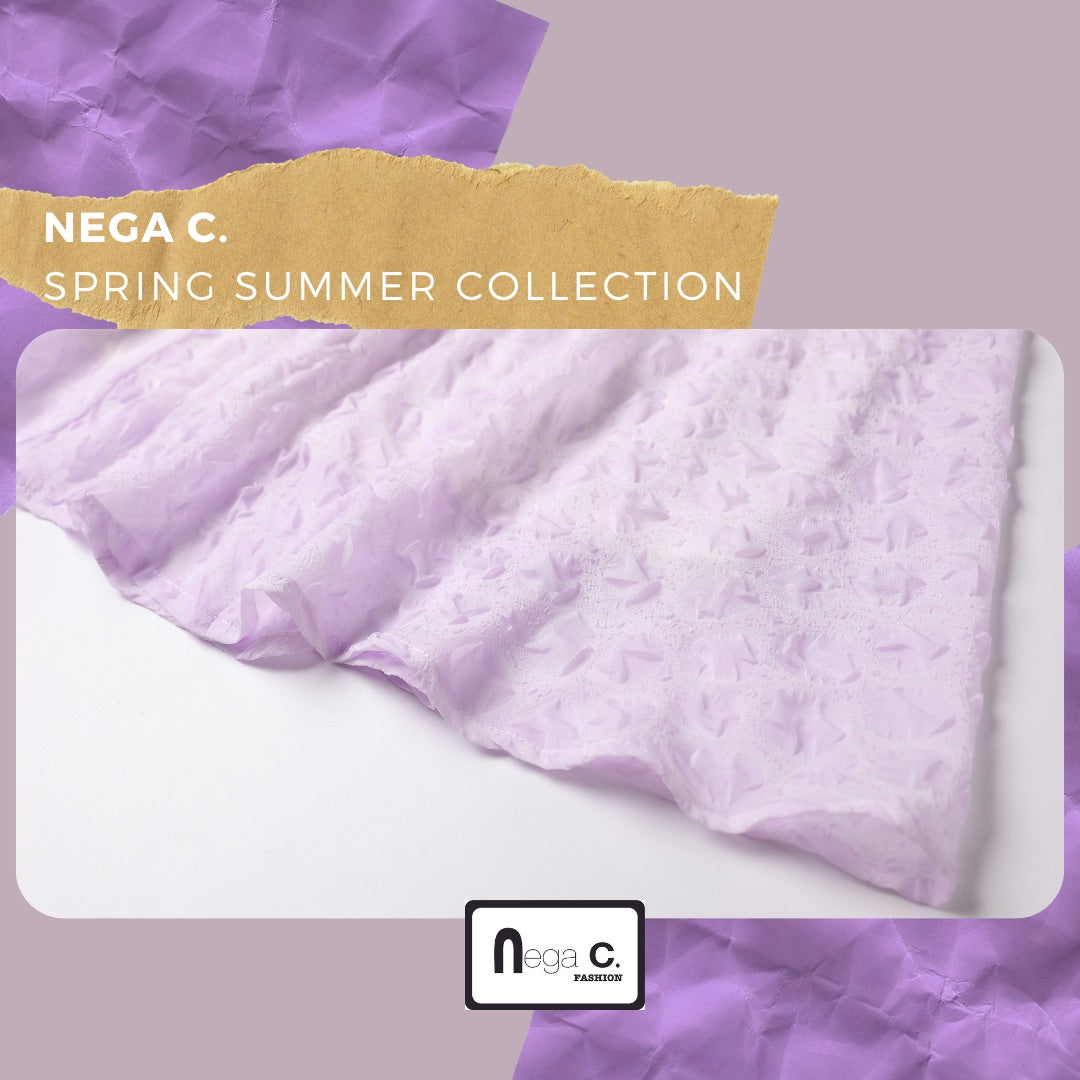 Nega C. กระโปรงชีฟองพิมพ์ลายหมึก | สีม่วง | มีซับใน