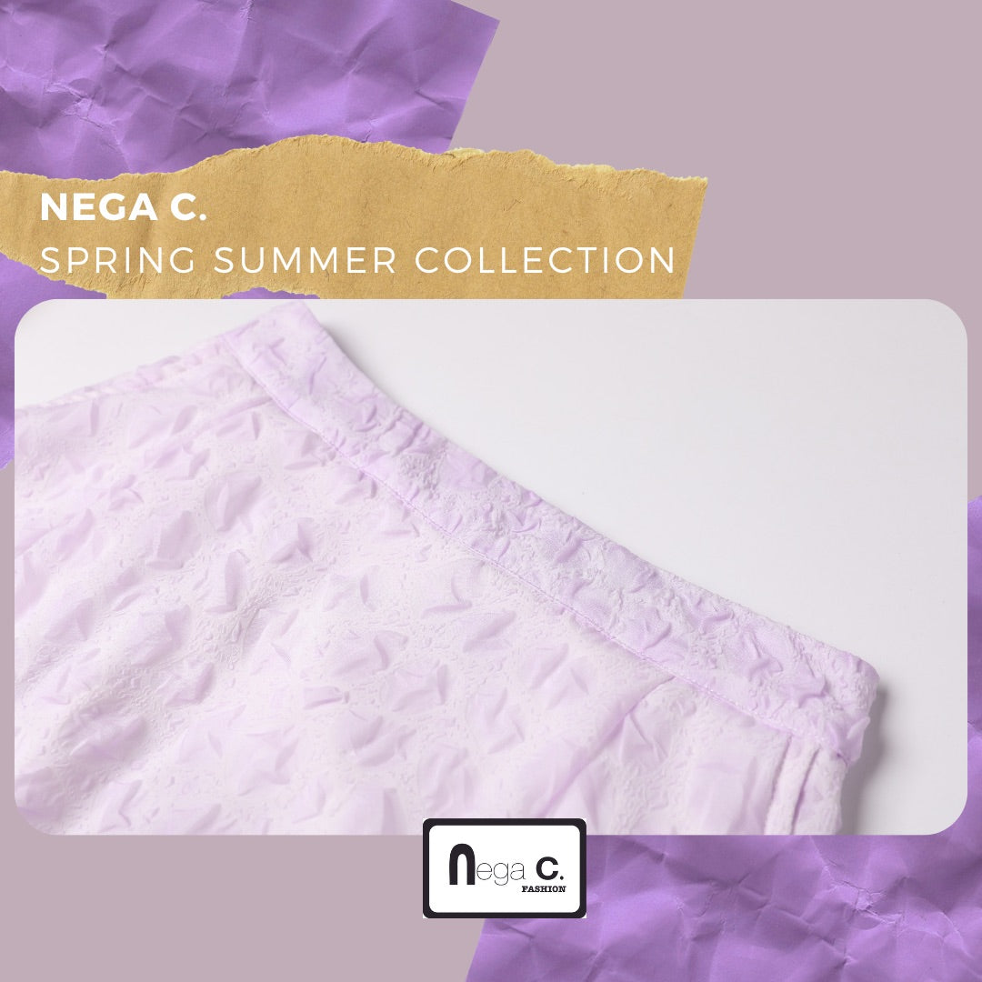 Nega C. กระโปรงชีฟองพิมพ์ลายหมึก | สีม่วง | มีซับใน