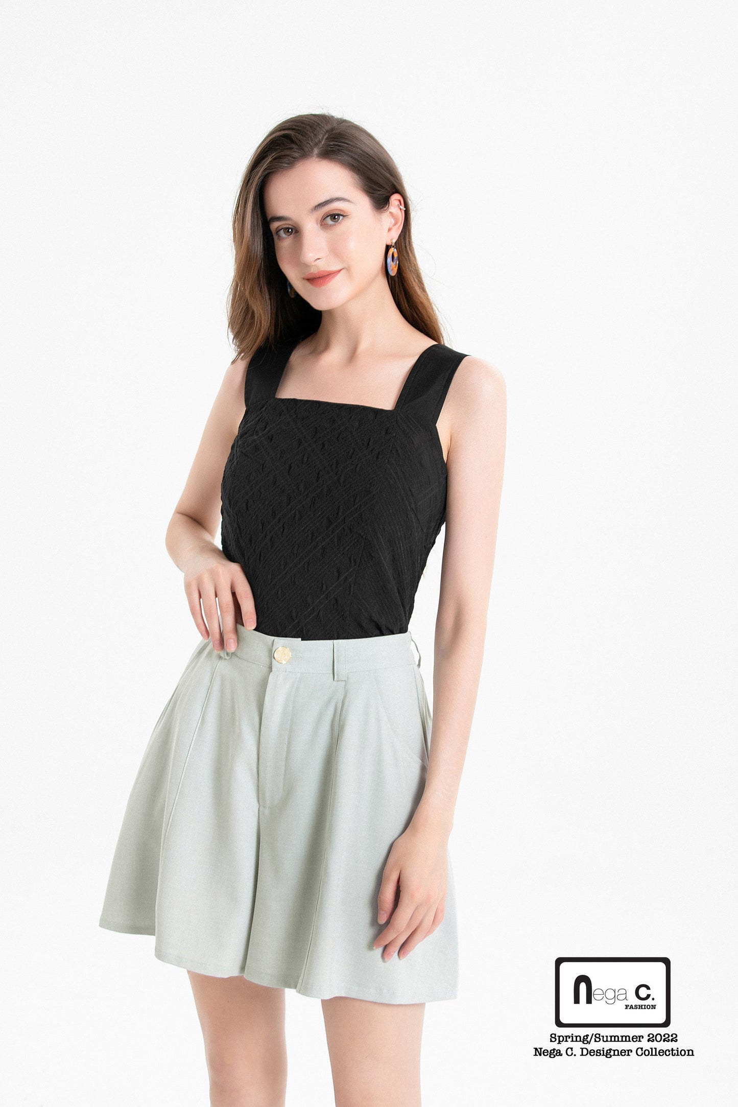 Nega C. เสื้อกั๊กอเนกประสงค์ทรงเข้ารูปพร้อมสายหนา|สีดำ|สายสะพายไหล่ปรับได้