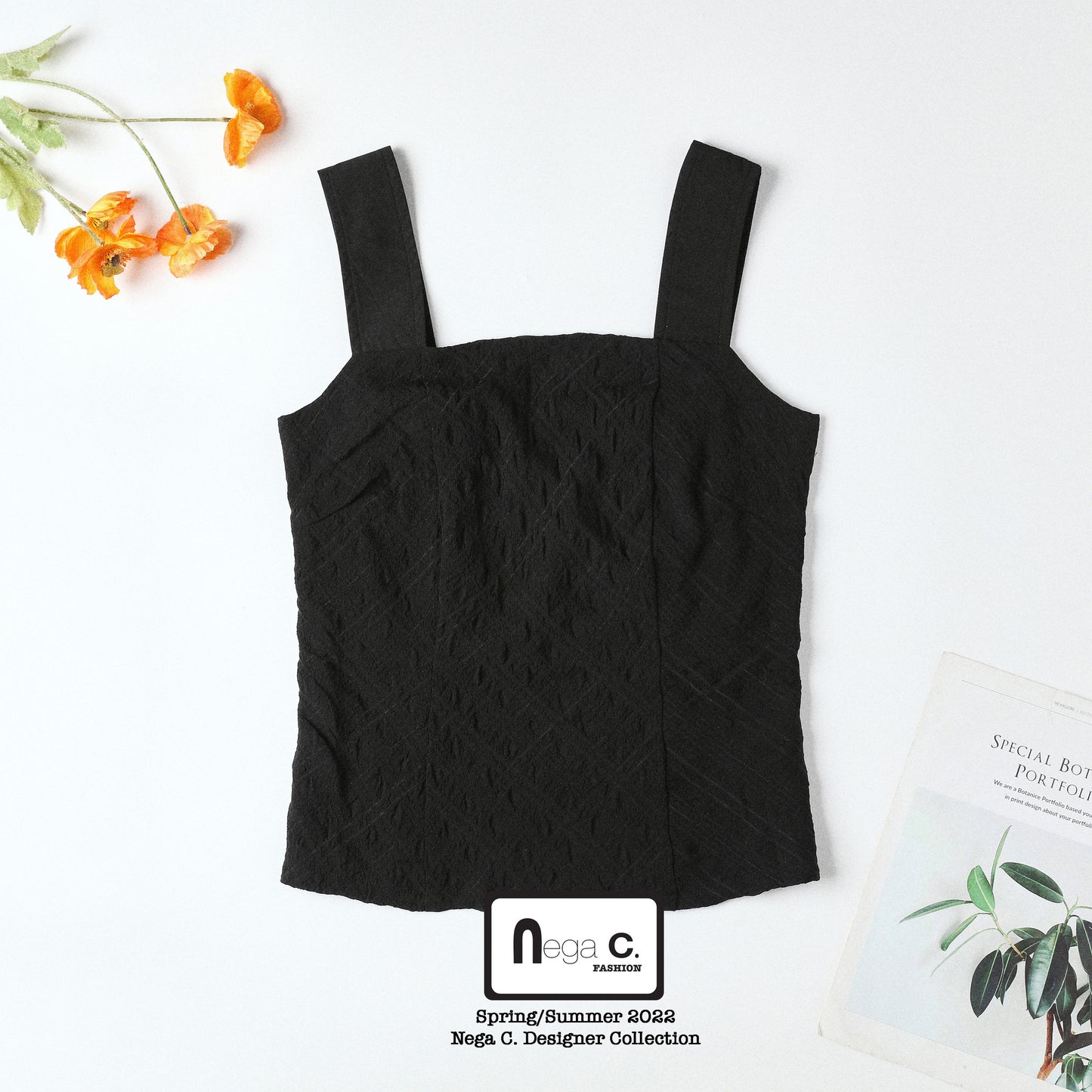 Nega C. เสื้อกั๊กอเนกประสงค์ทรงเข้ารูปพร้อมสายหนา|สีดำ|สายสะพายไหล่ปรับได้