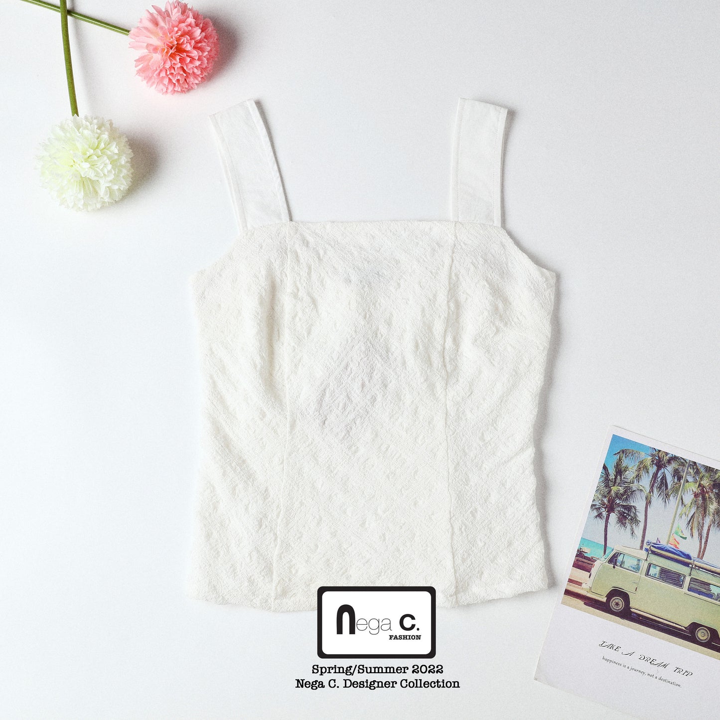 Nega C. เสื้อกั๊กอเนกประสงค์สายสะพายหนา slim fit | สีขาว | สายสะพายปรับได้