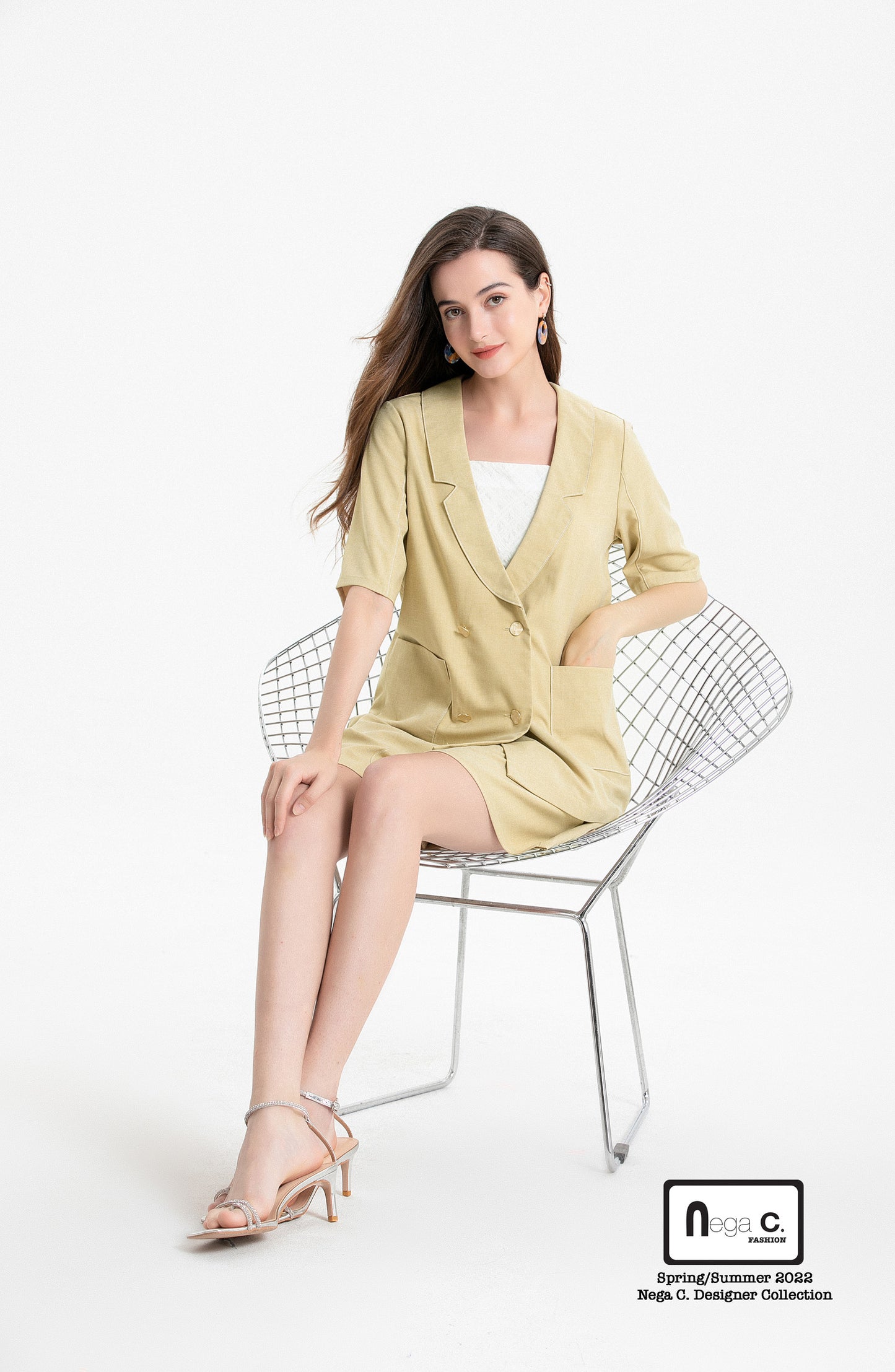 Nega C. เบลเซอร์สั้นกระดุมสองแถว | สีเหลือง | ไม่มีซับใน