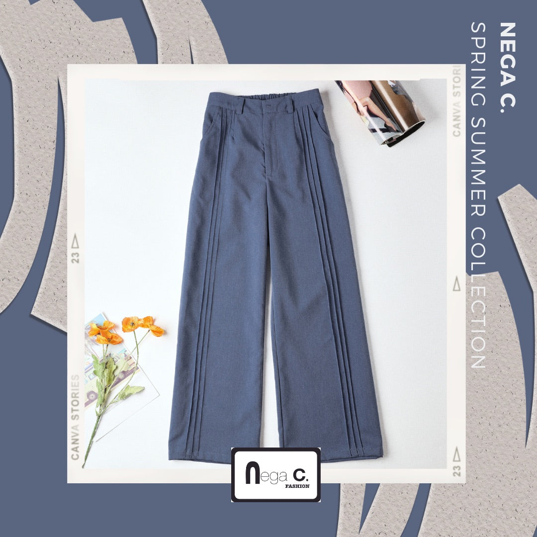 Nega C. กางเกงขากว้างเย็บหล่อ | สีฟ้า | ไม่มีซับใน