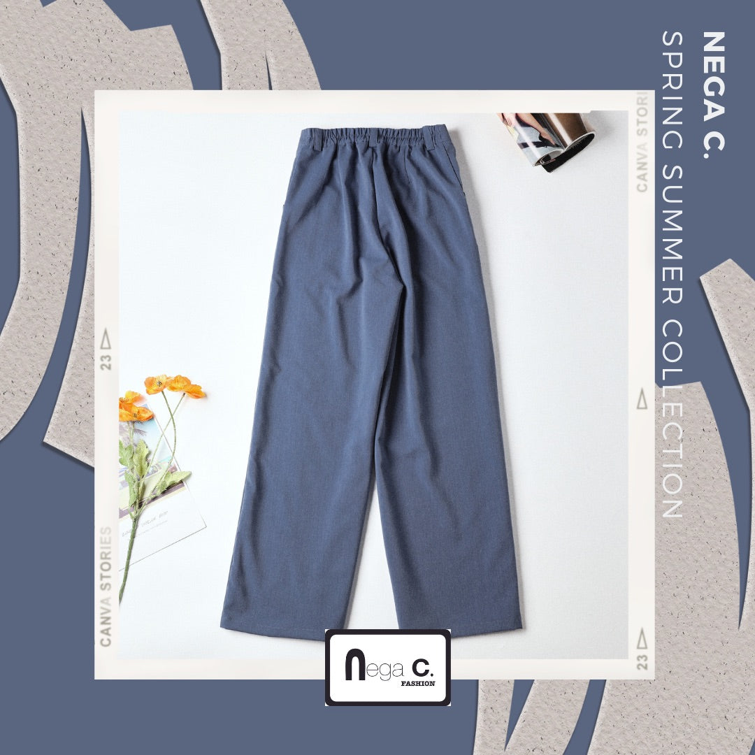 Nega C. กางเกงขากว้างเย็บหล่อ | สีฟ้า | ไม่มีซับใน