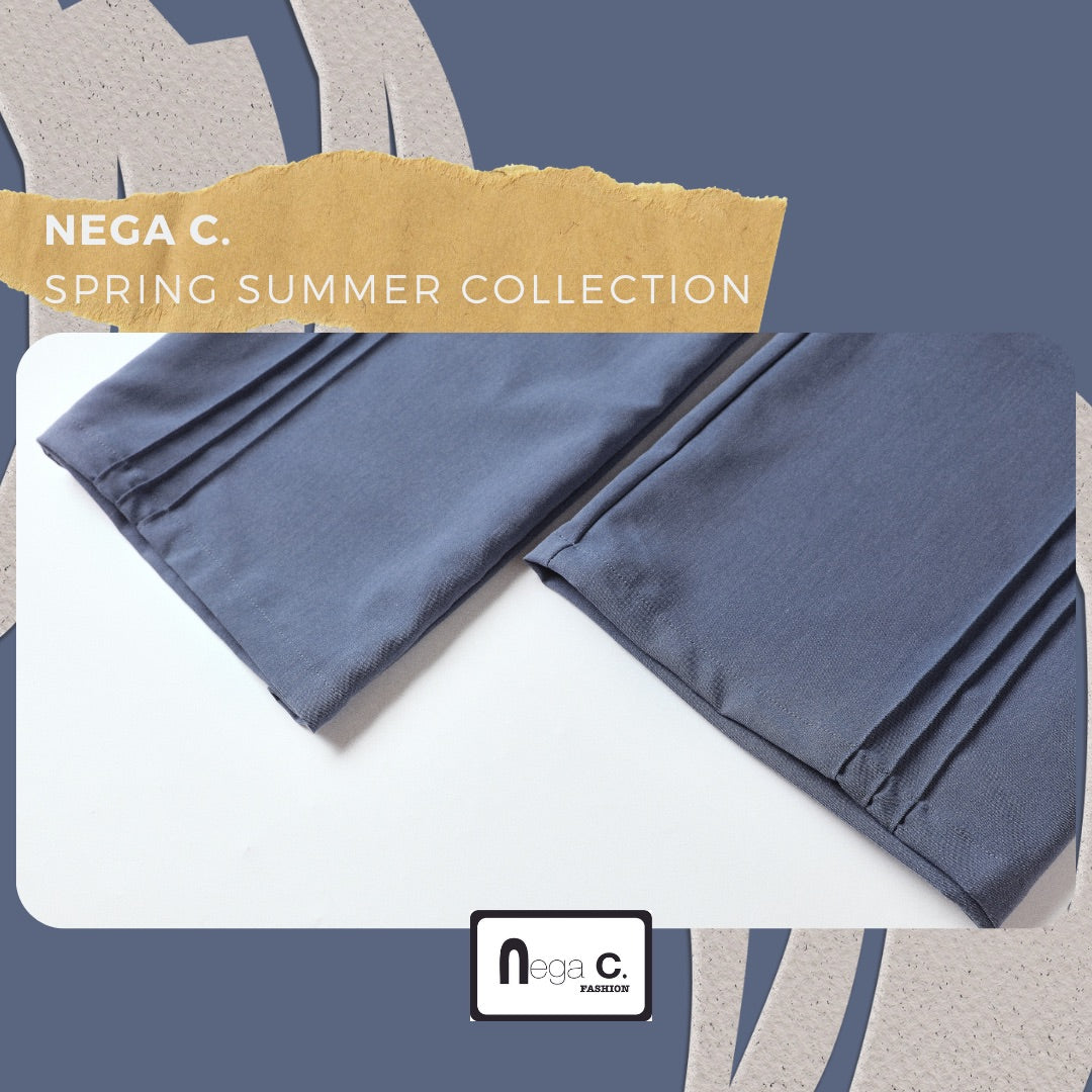 Nega C. กางเกงขากว้างเย็บหล่อ | สีฟ้า | ไม่มีซับใน