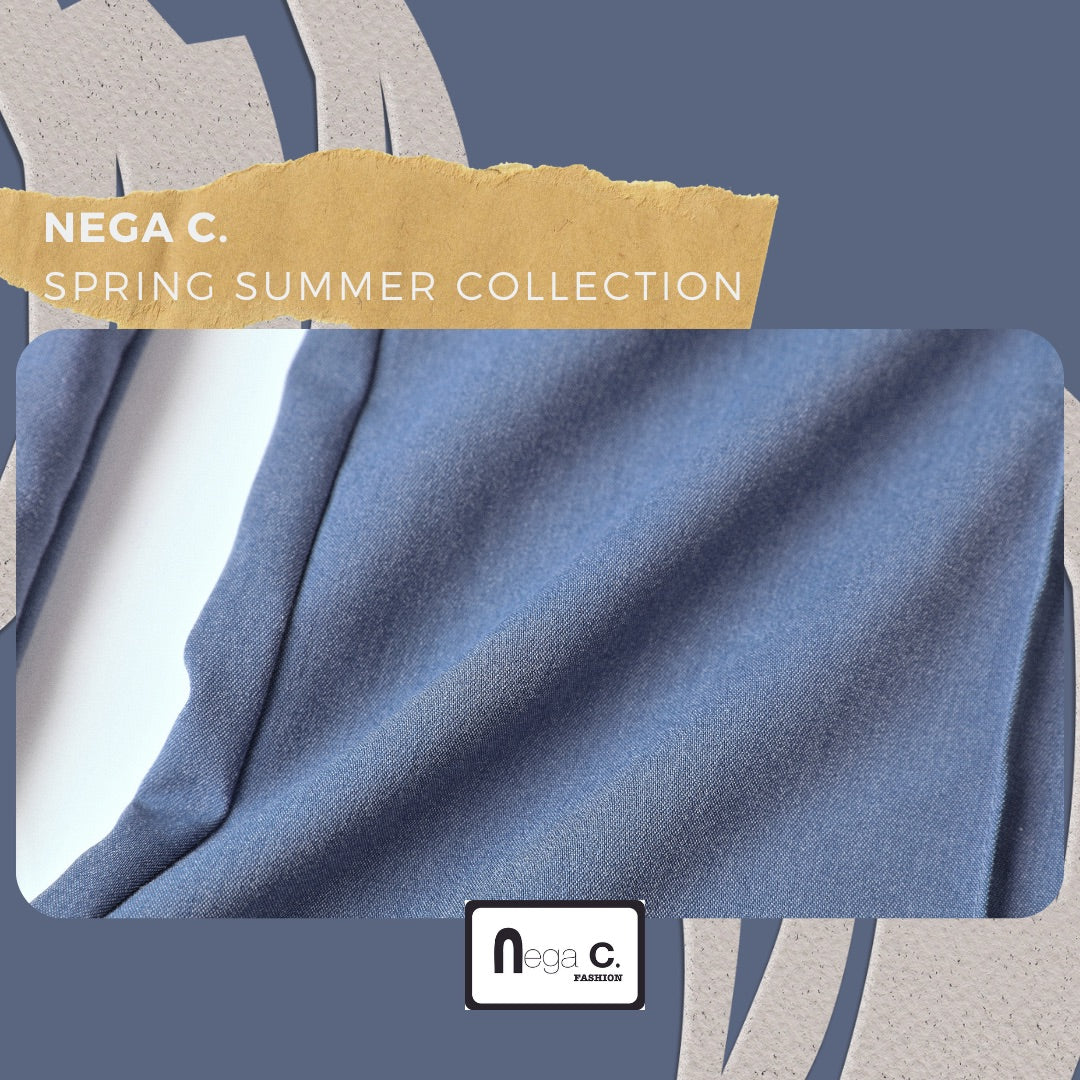 Nega C. กางเกงขากว้างเย็บหล่อ | สีฟ้า | ไม่มีซับใน