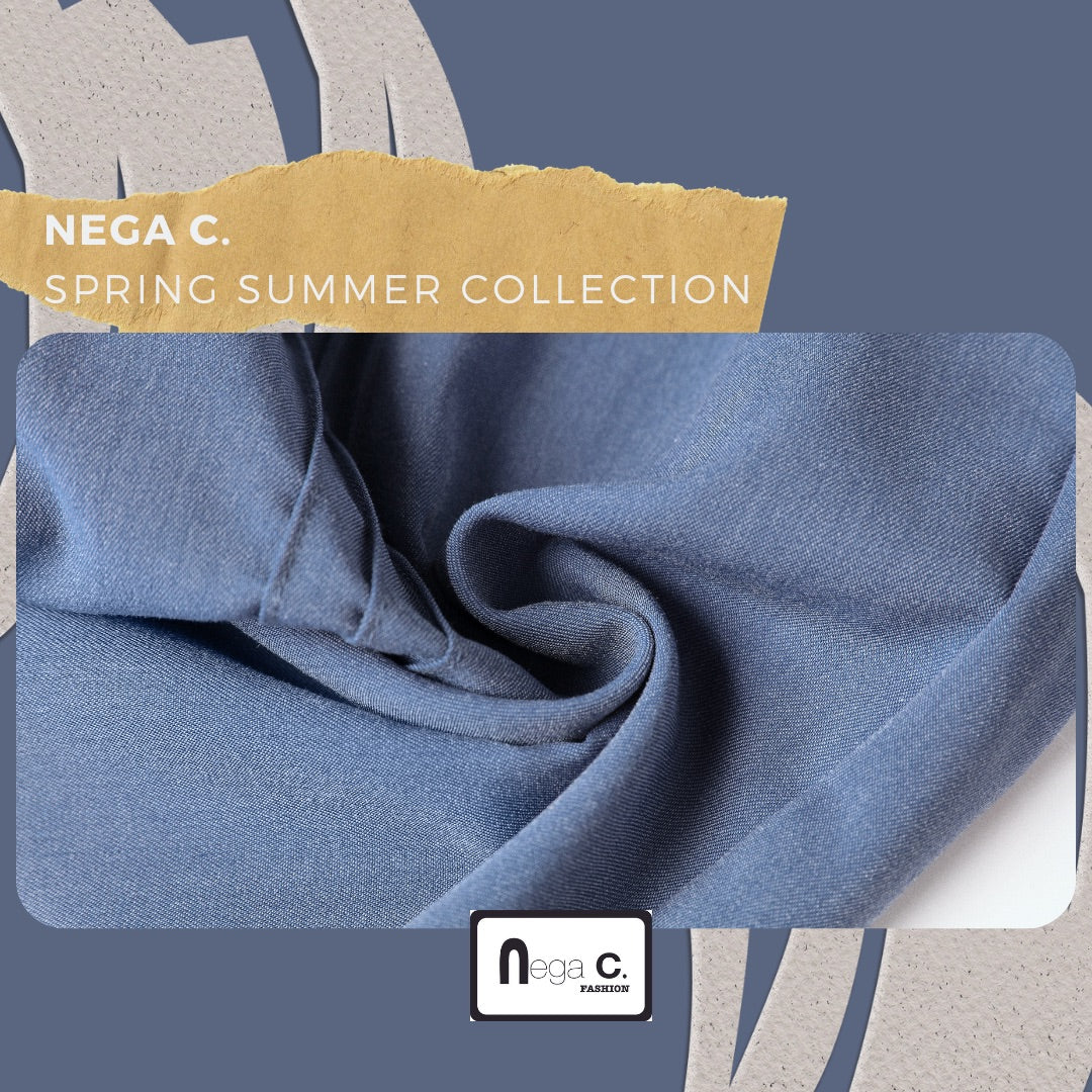 Nega C. กางเกงขากว้างเย็บหล่อ | สีฟ้า | ไม่มีซับใน