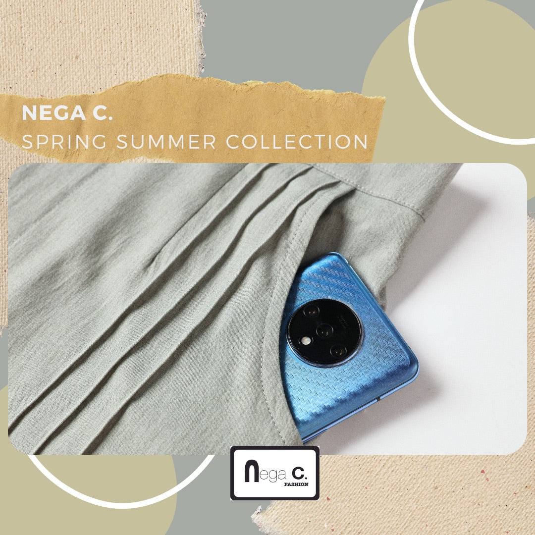 Nega C. กางเกงขากว้างเย็บหล่อ | สีเทา | ไม่มีซับใน