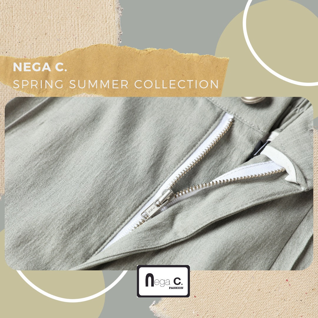 Nega C. กางเกงขากว้างเย็บหล่อ | สีเทา | ไม่มีซับใน