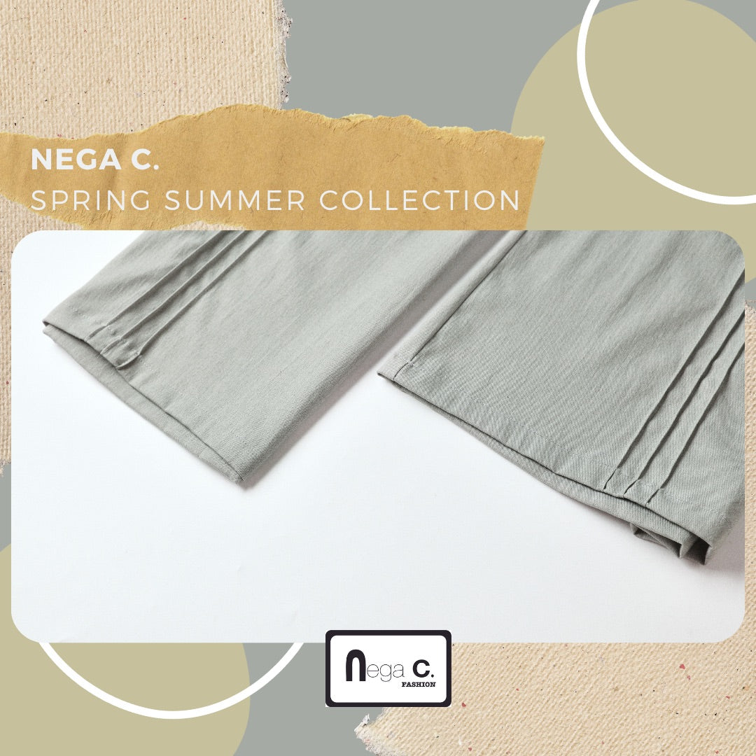 Nega C. กางเกงขากว้างเย็บหล่อ | สีเทา | ไม่มีซับใน