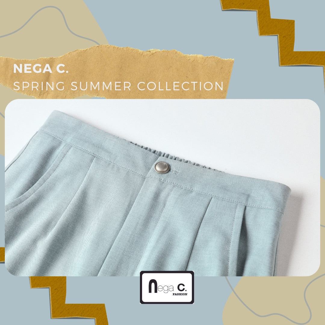 Nega C. กางเกงขายาวทรงเข้ารูป | สีฟ้าอ่อน | ไม่มีซับใน