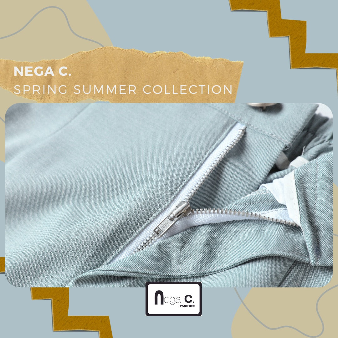 Nega C. กางเกงขายาวทรงเข้ารูป | สีฟ้าอ่อน | ไม่มีซับใน