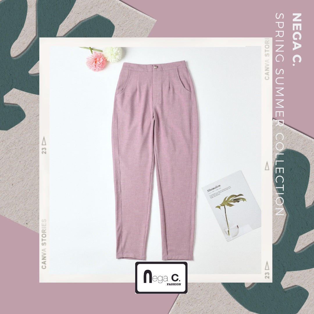 Nega C. กางเกงขายาวทรงเข้ารูป | สีชมพู | ไม่มีซับใน