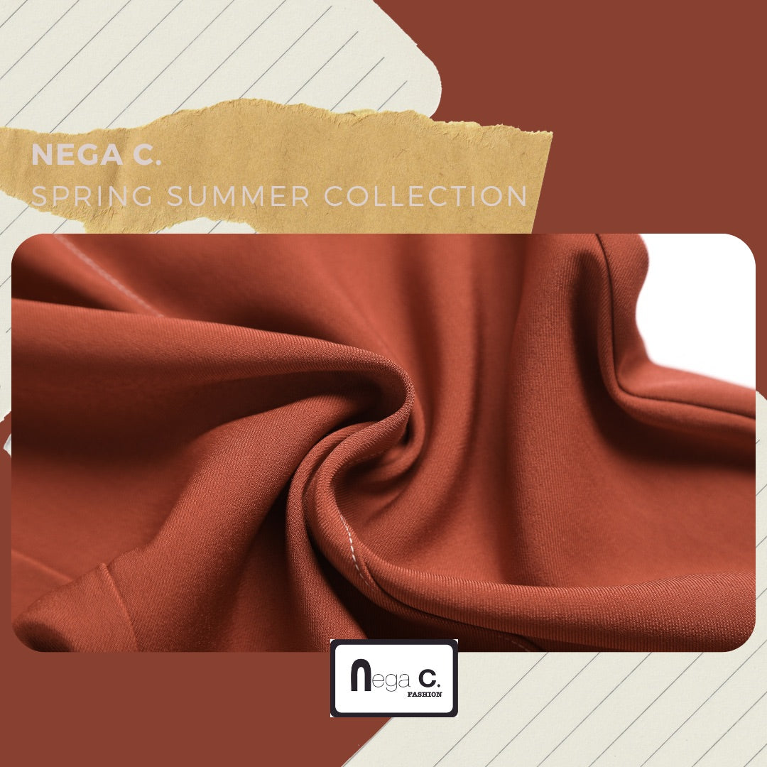 Nega C. กางเกงขากว้างเอวยางยืด | สีเบอร์กันดี | เอวยางยืด | ยืดหยุ่นเล็กน้อย |