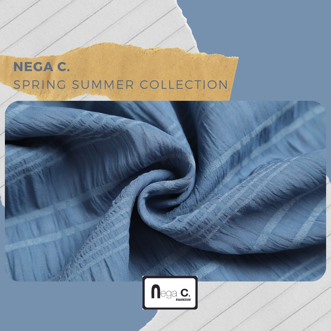 Nega C. กระโปรงยาวลายสก๊อตทรงเอมีผ่า | สีน้ำเงิน | มีซับใน | ผ่า