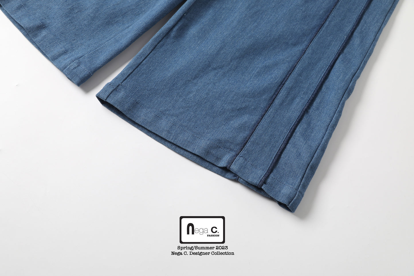 กางเกงยีนส์ขากว้าง Nega C. แต่งดีเทลกุ๊น |Blue|