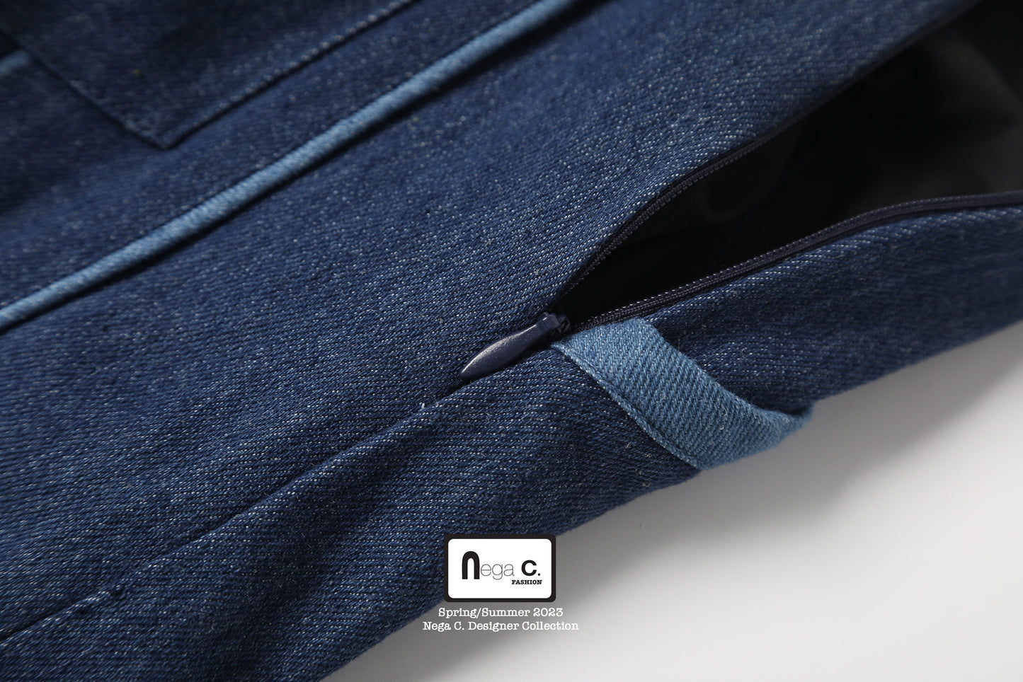 กางเกงยีนส์ขากว้าง Nega C. แต่งดีเทลกุ๊น |Navy|