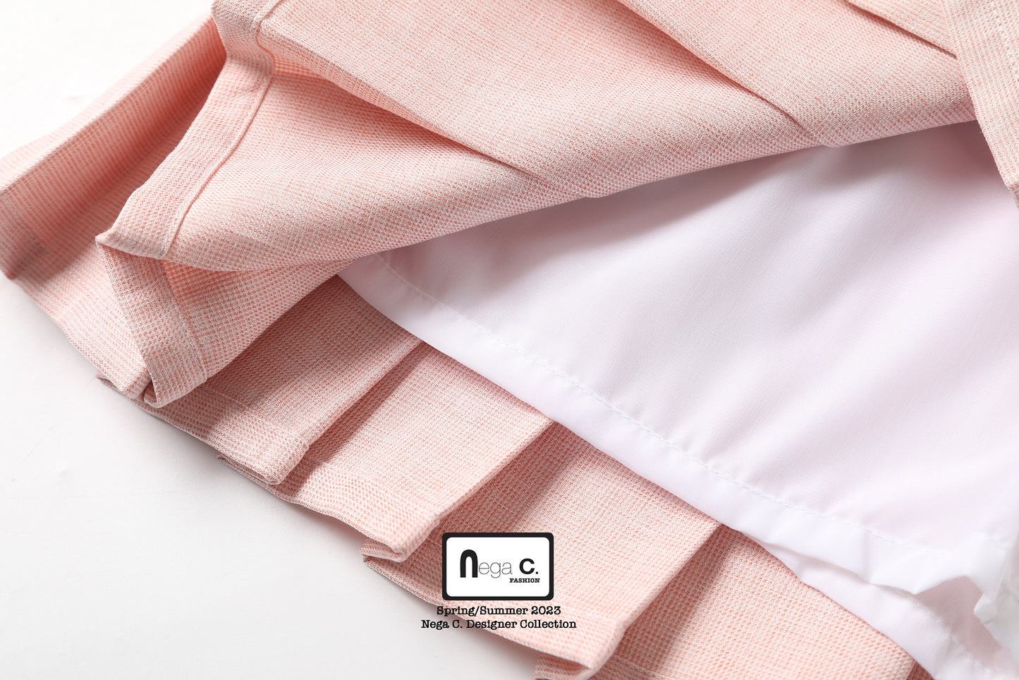Nega C. มินิสเกิร์ตจับจีบสไตล์หวานน่ารัก |สีชมพู | มีซับใน