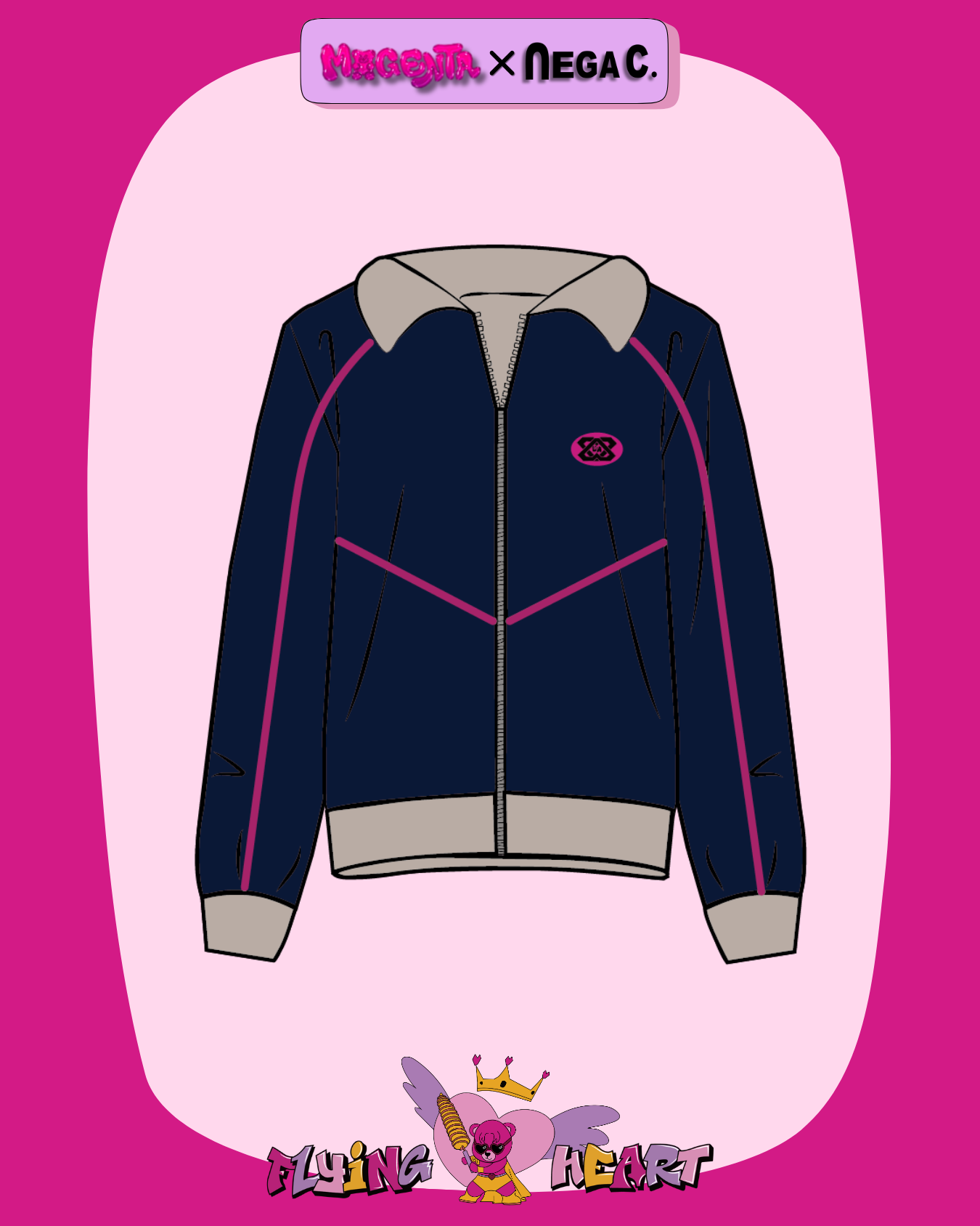 MXN Sport style jacket with Magenta pipping| Navy| With Lining