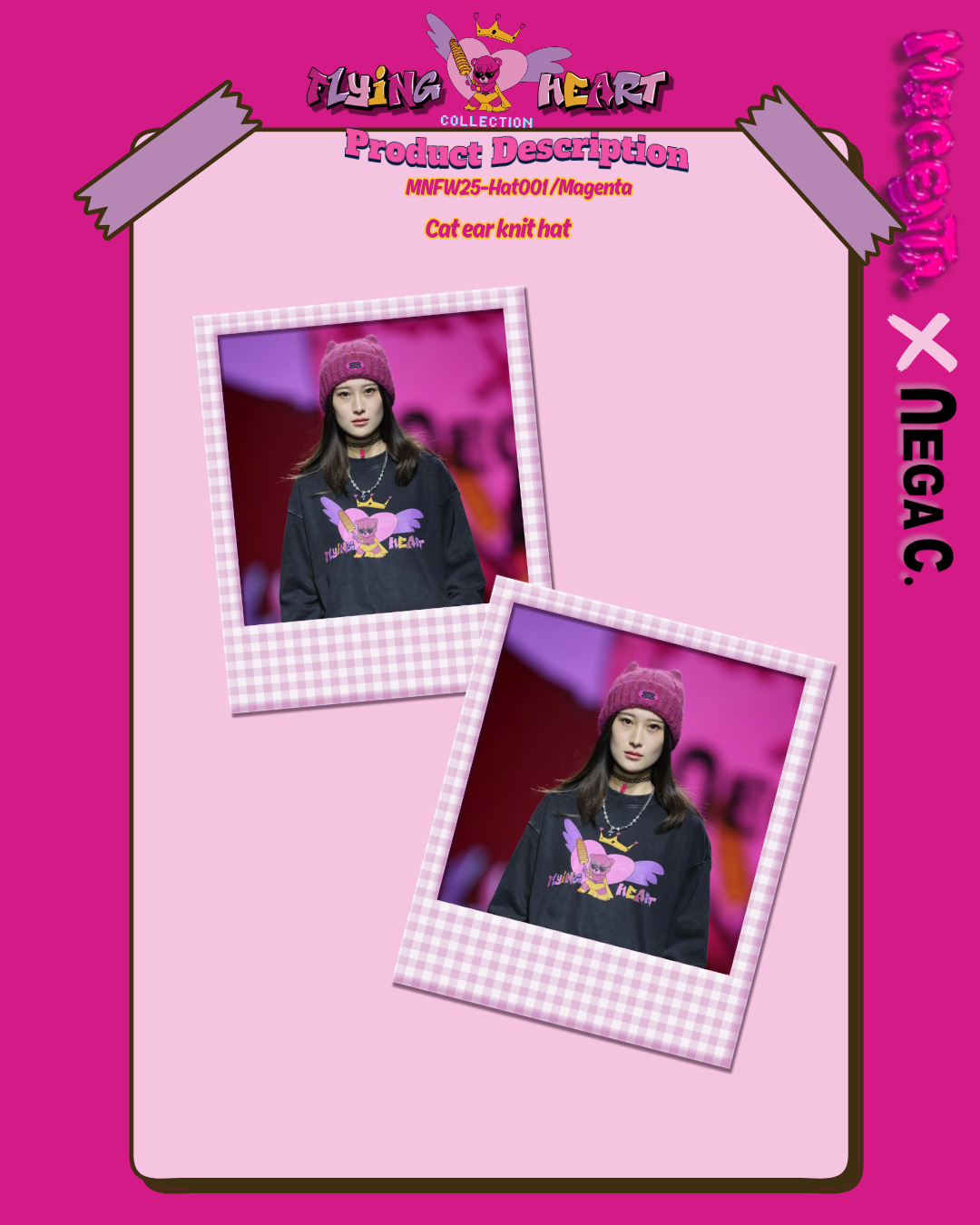 MXN Cat ear knit hat| Magenta