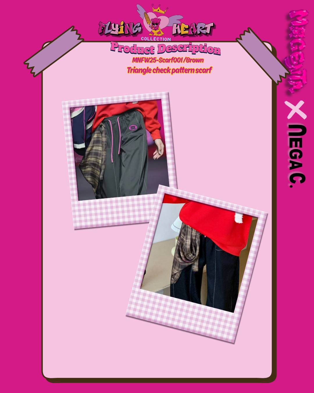 MxN Triangle check pattern scarf| Brown|