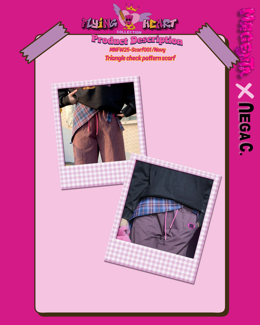 MxN Triangle check pattern scarf| Navy|