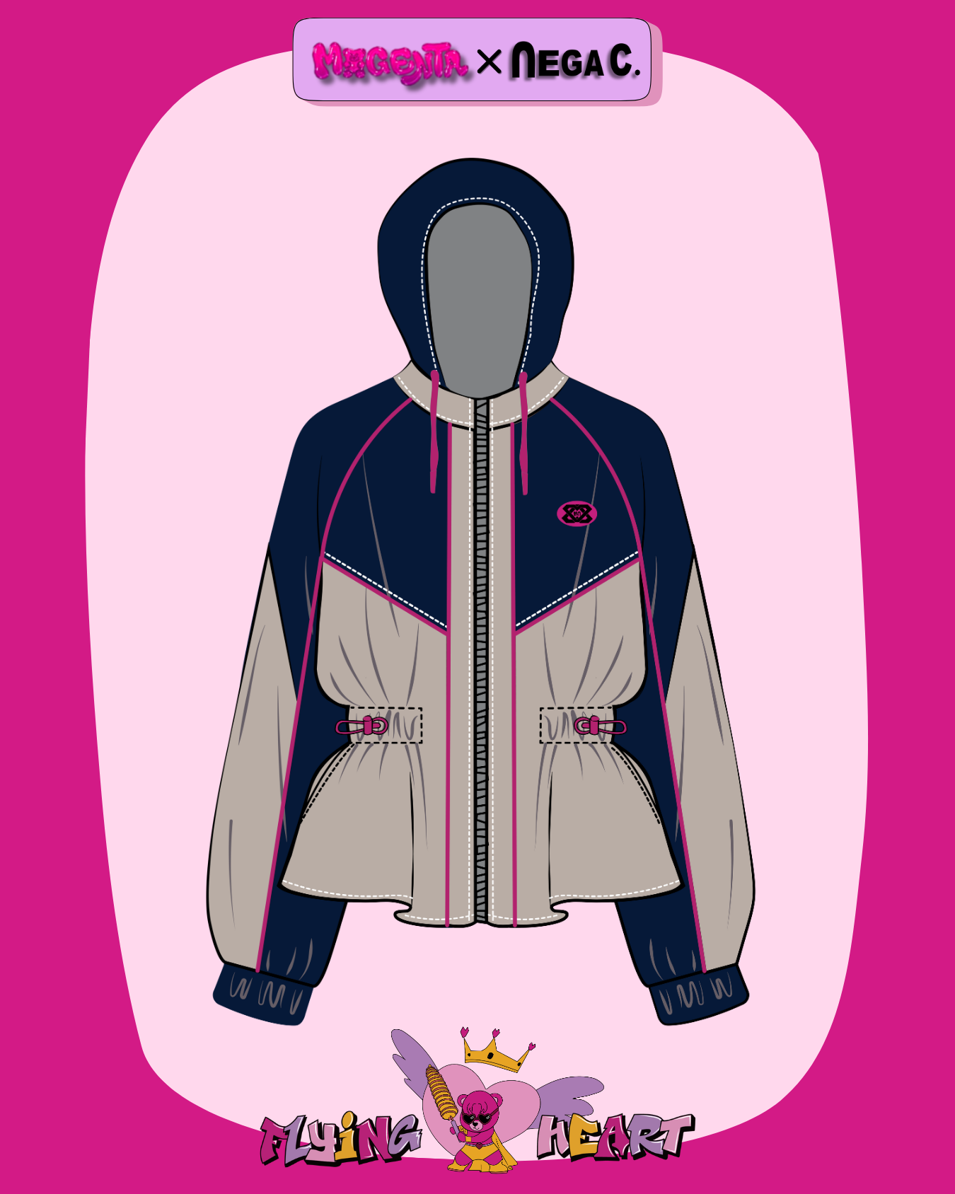 MXN Colour Block Zip Hoodie Jacket| Navy| With Lining