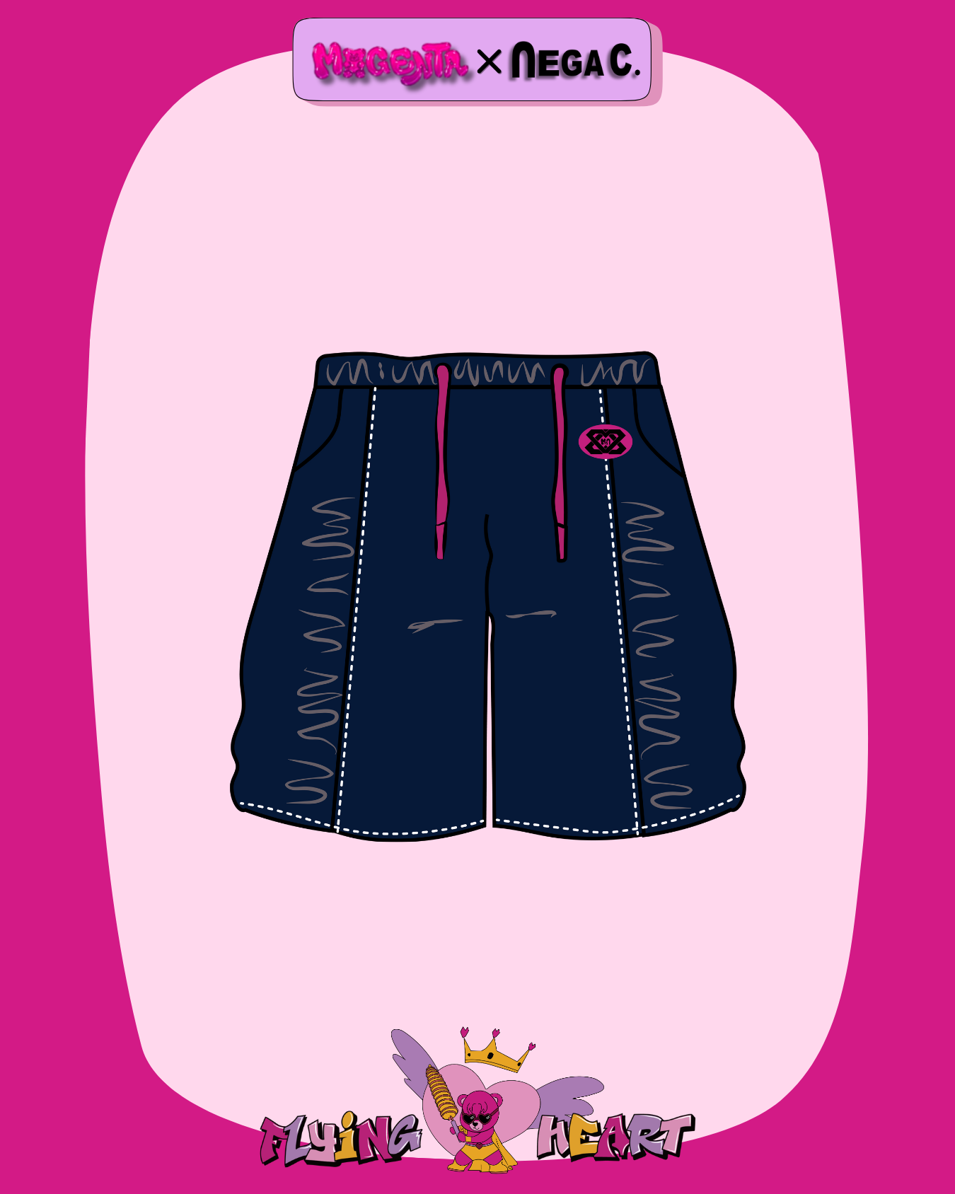 MXN Sports style shorts with darts|Navy|Elastic