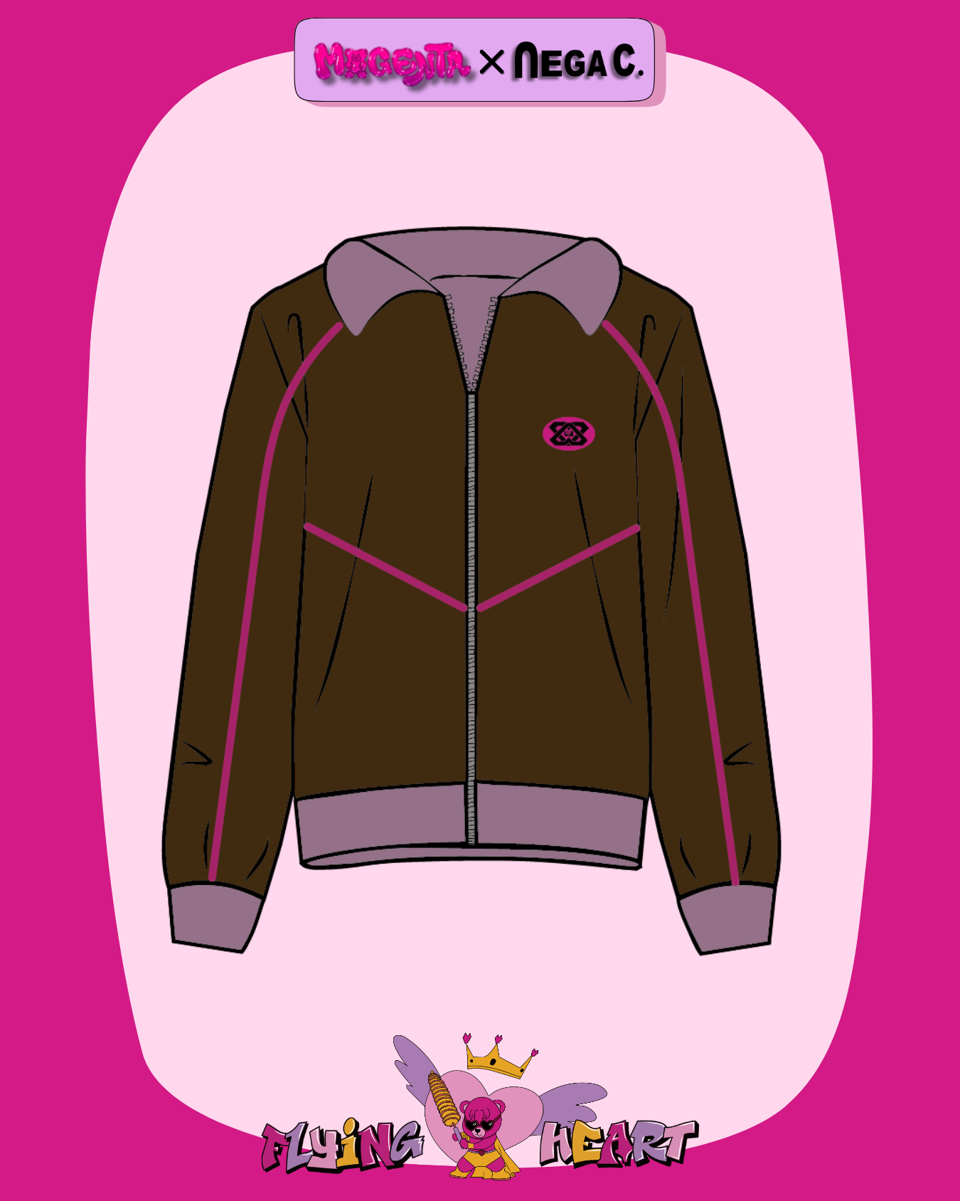 MXN Sport style jacket with Magenta pipping| Brown| With Lining
