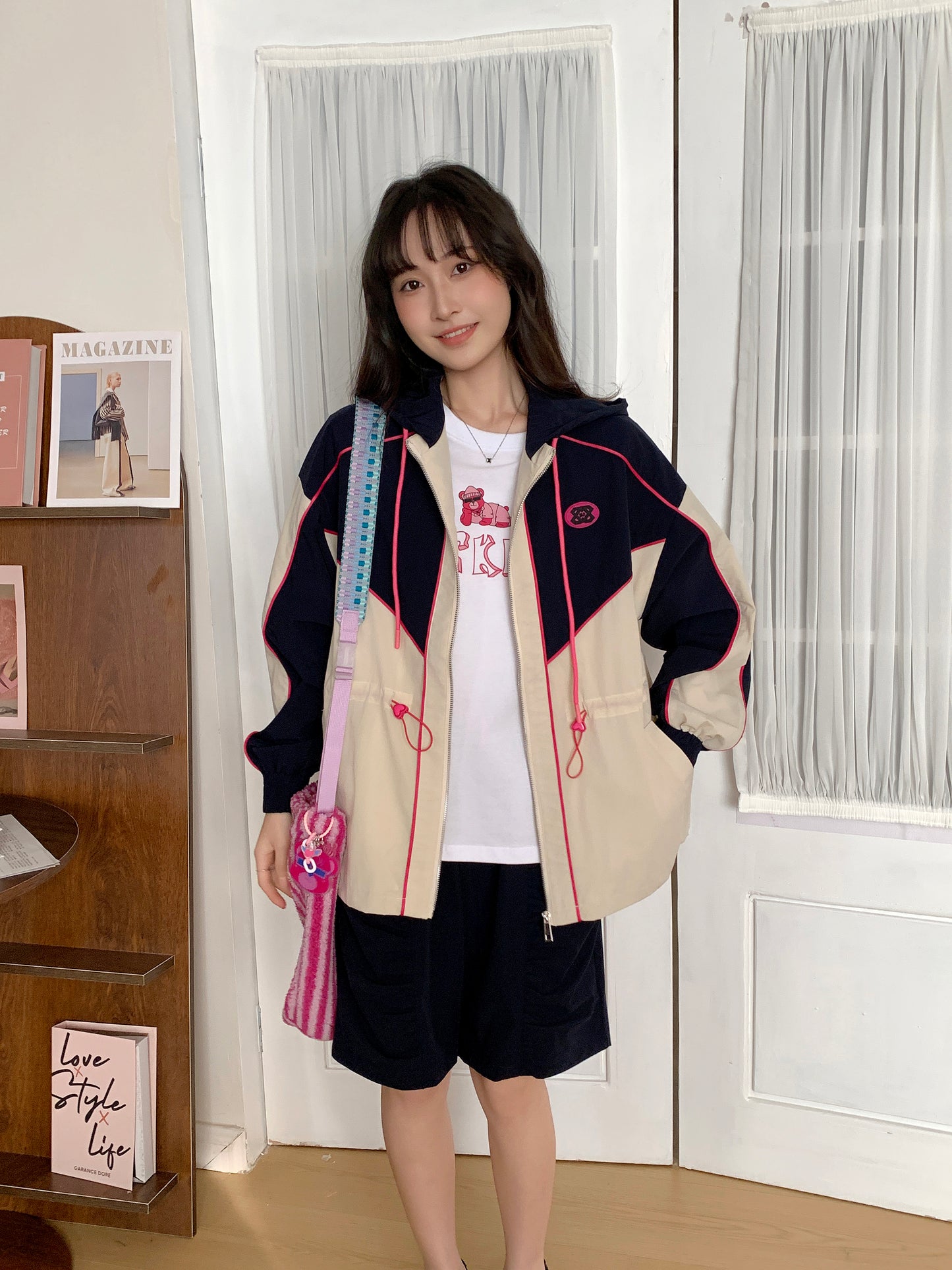 MXN Colour Block Zip Hoodie Jacket| Navy| With Lining