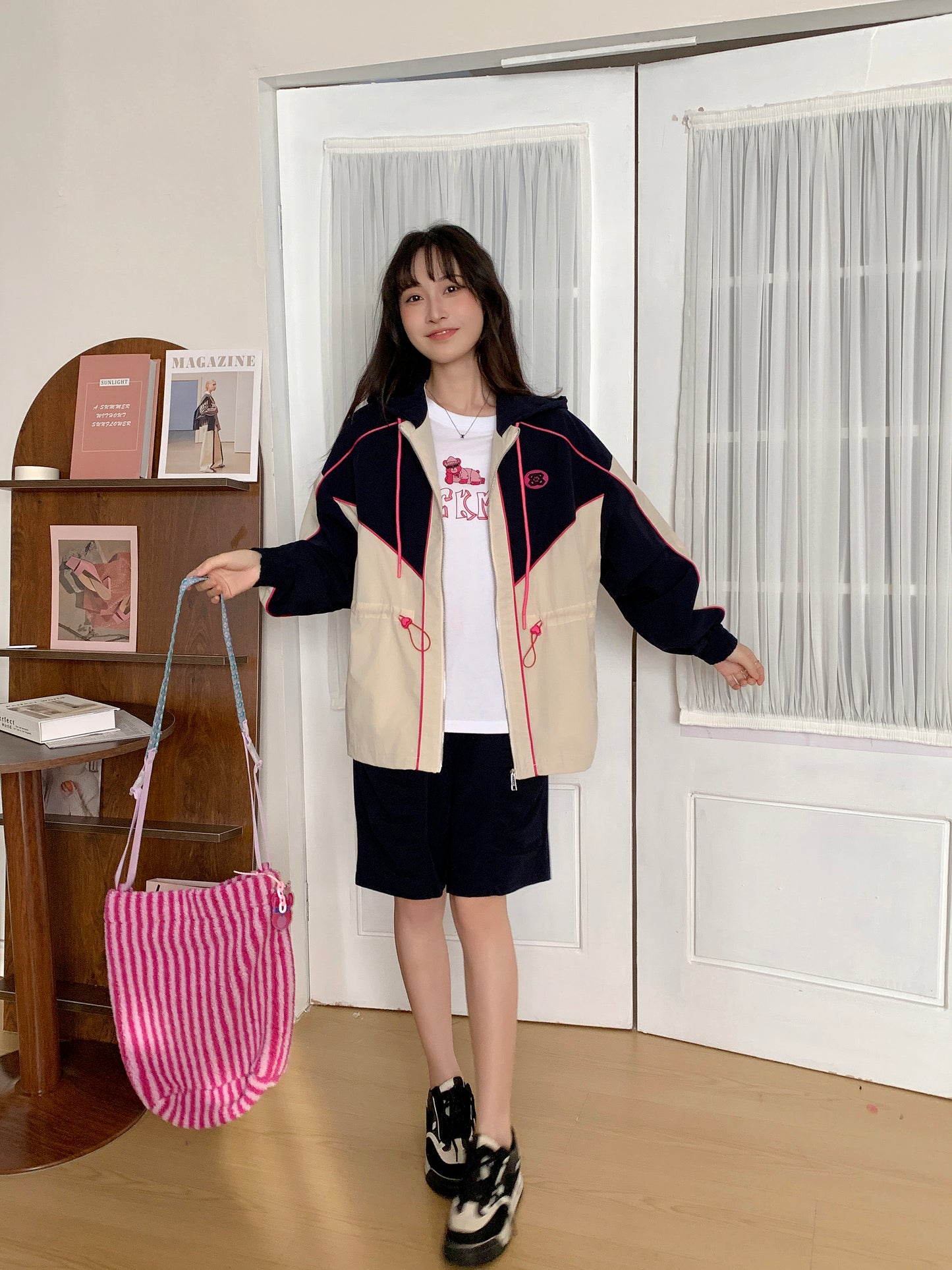 MXN Colour Block Zip Hoodie Jacket| Navy| With Lining