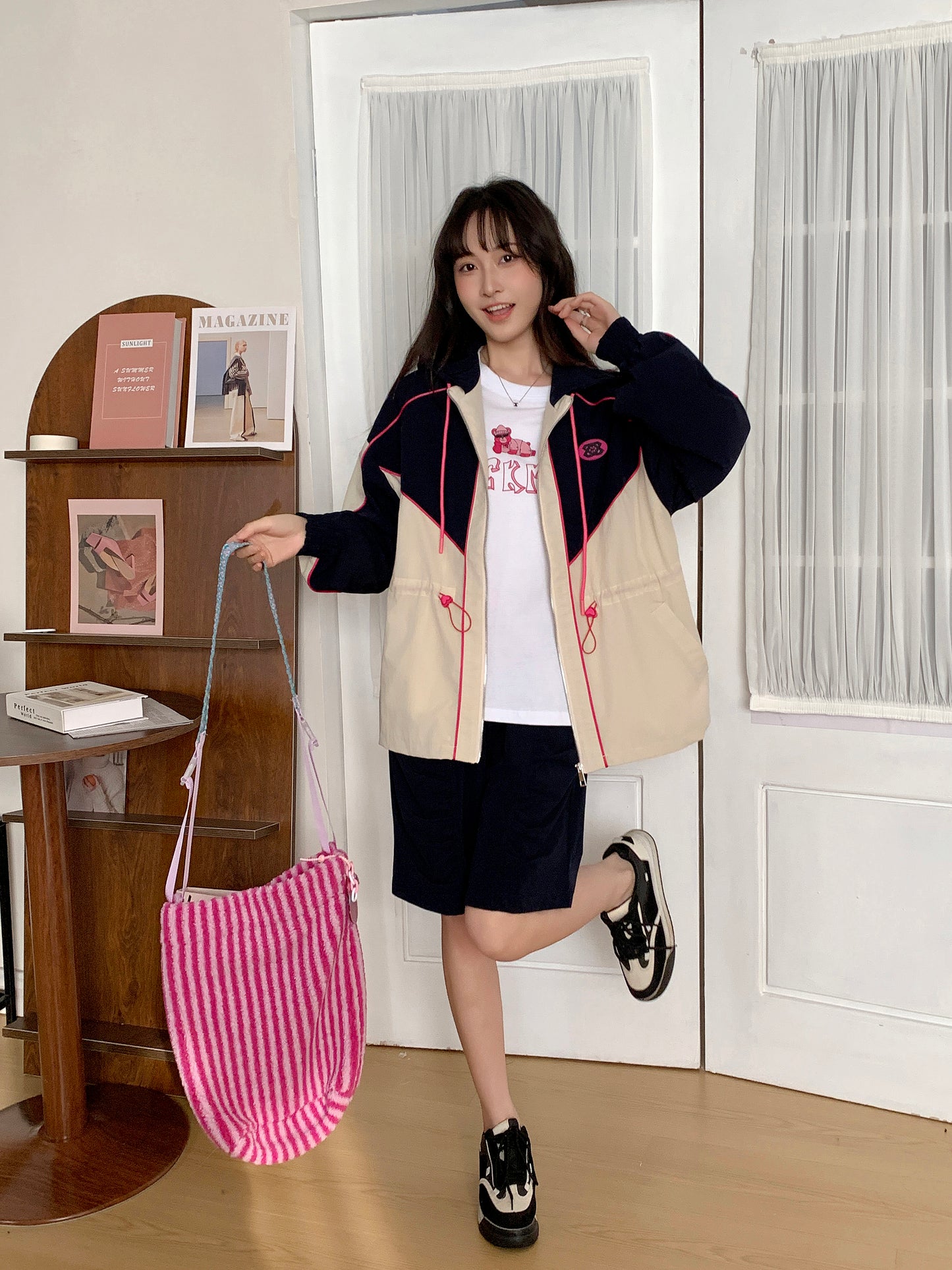 MXN Colour Block Zip Hoodie Jacket| Navy| With Lining