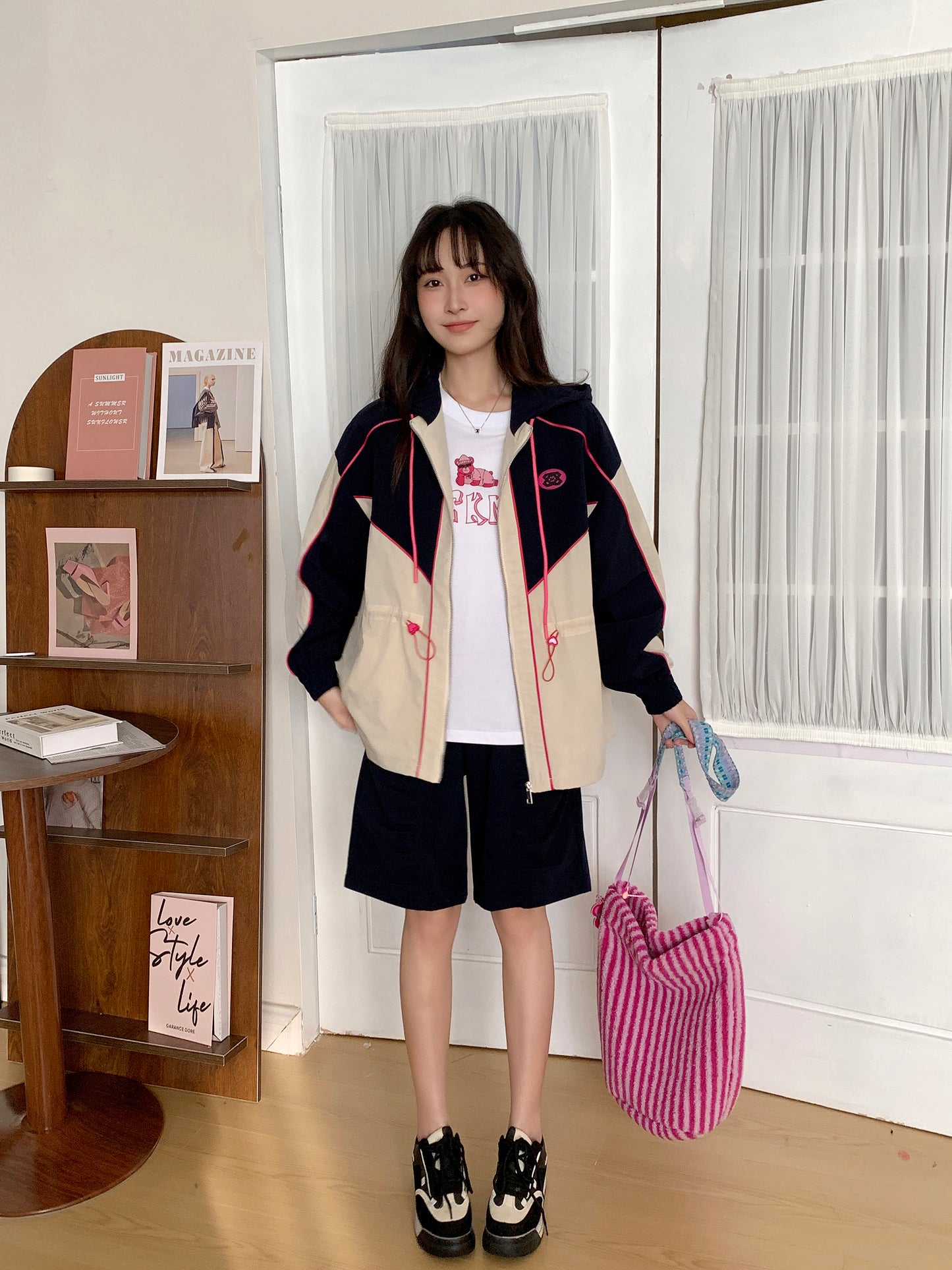 MXN Colour Block Zip Hoodie Jacket| Navy| With Lining