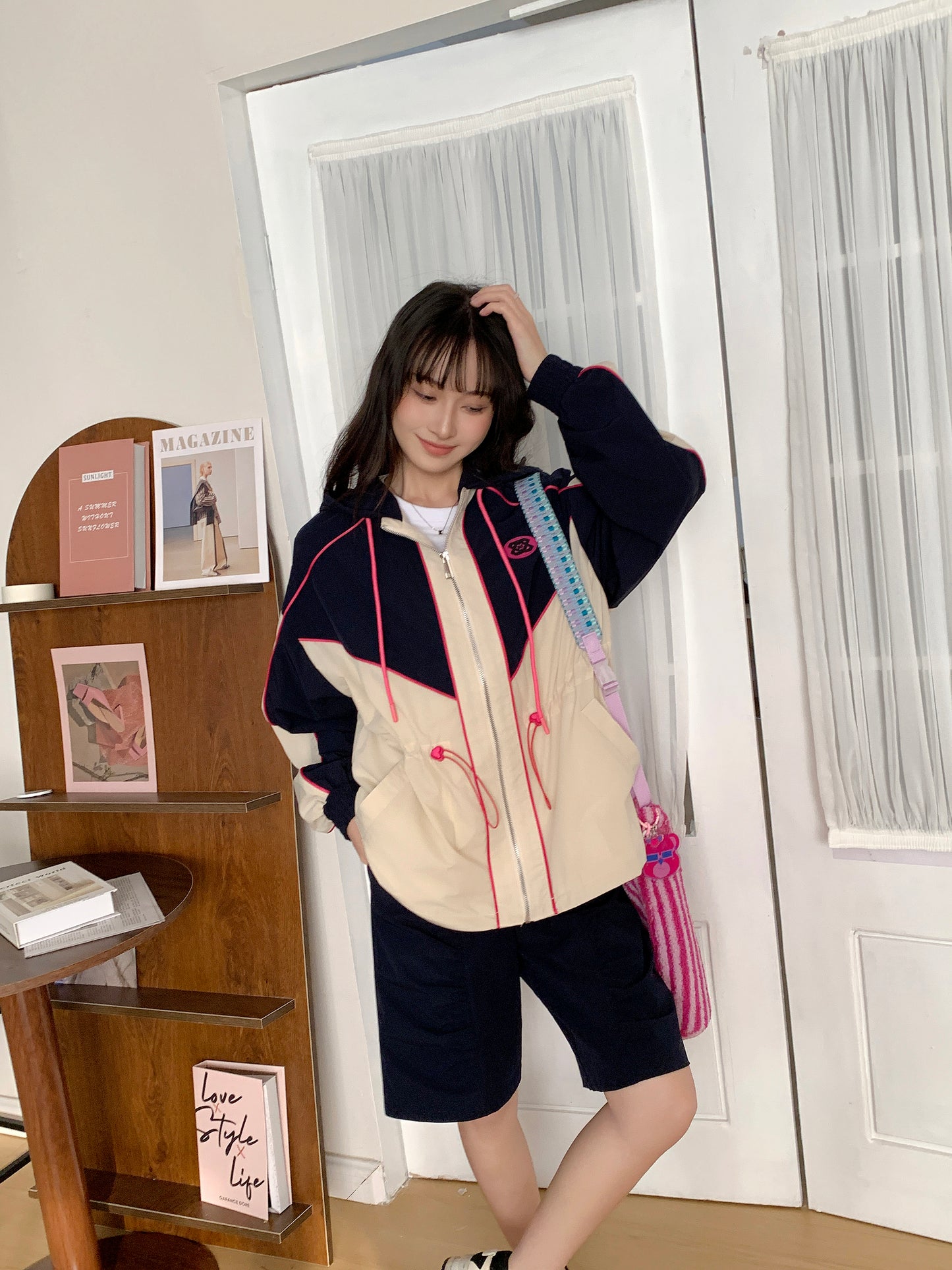 MXN Colour Block Zip Hoodie Jacket| Navy| With Lining