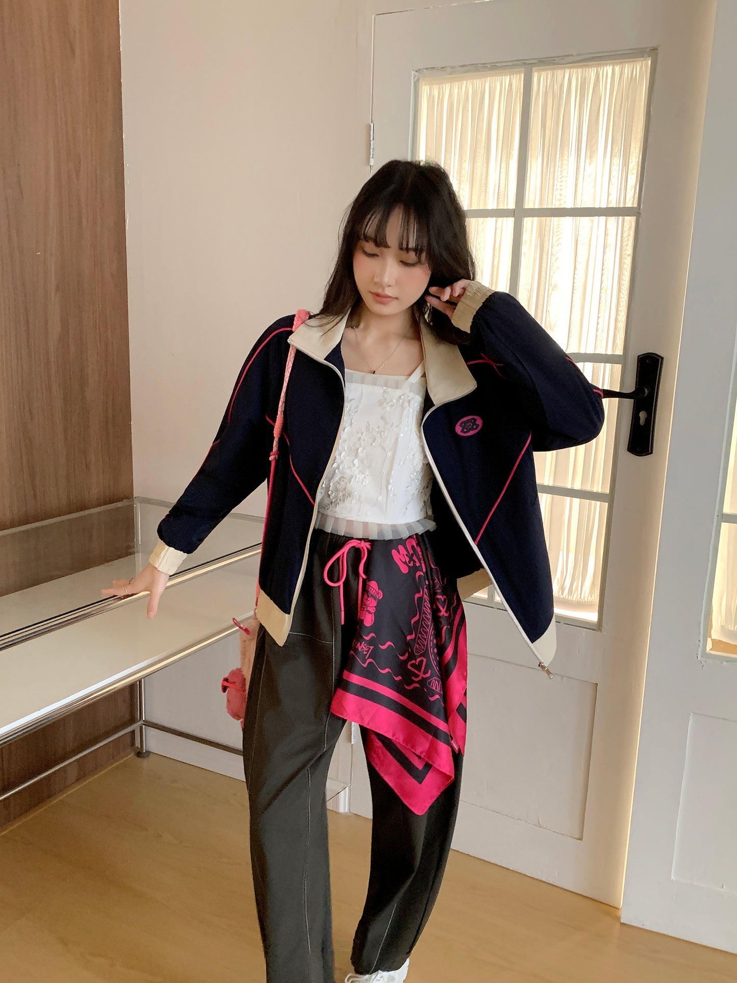 MXN Sport style jacket with Magenta pipping| Navy| With Lining