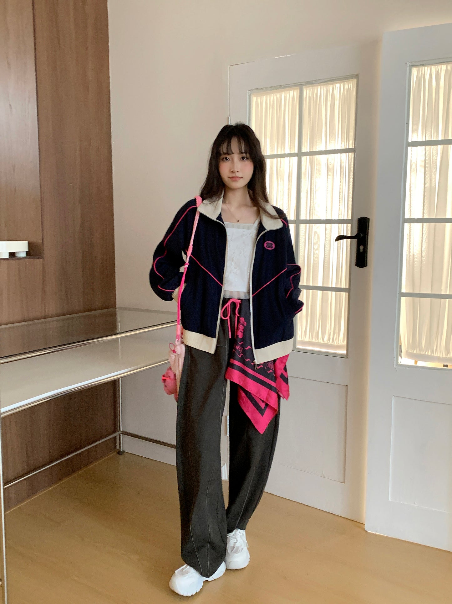 MXN Sport style jacket with Magenta pipping| Navy| With Lining