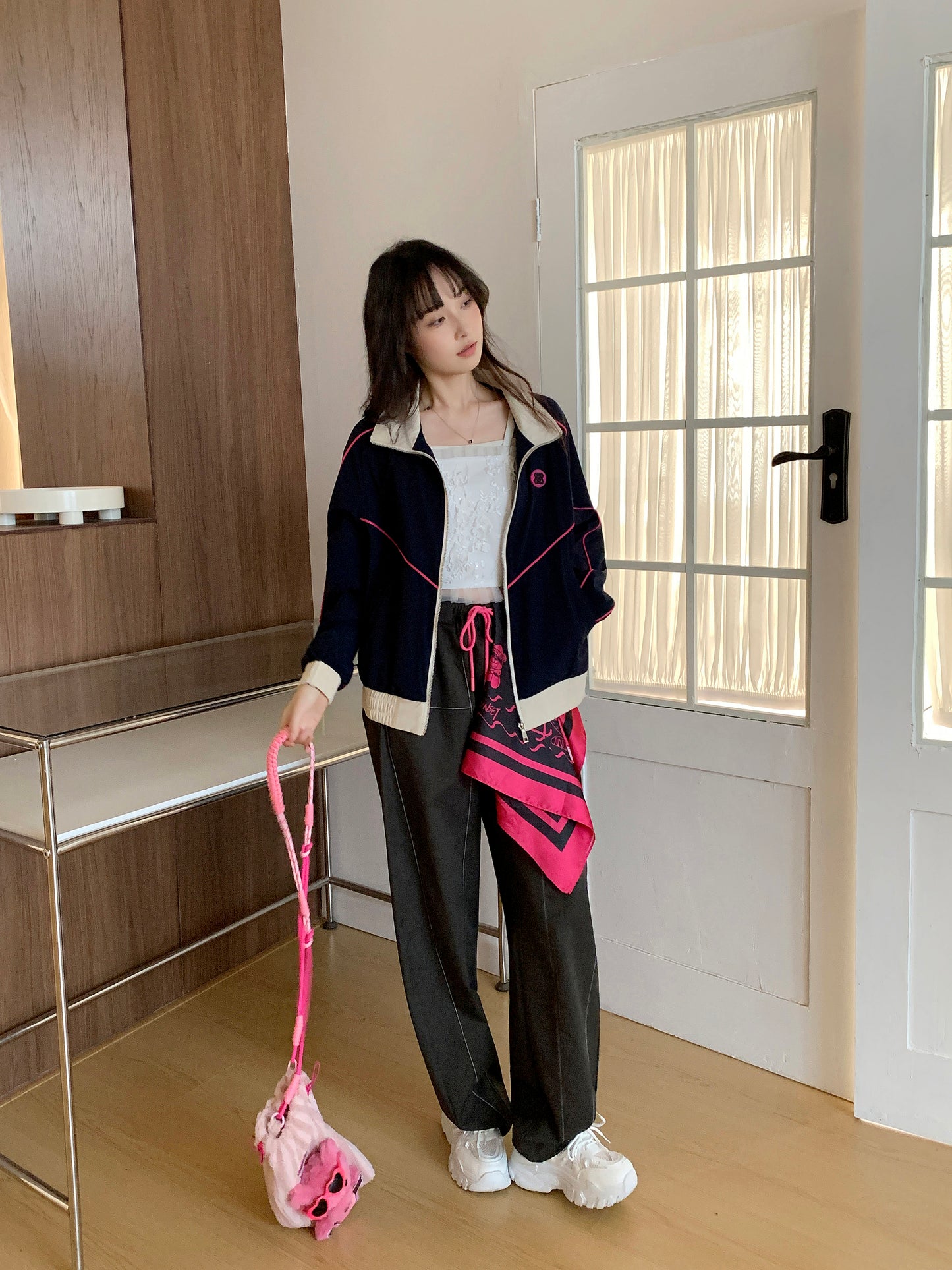 MXN Sport style jacket with Magenta pipping| Navy| With Lining