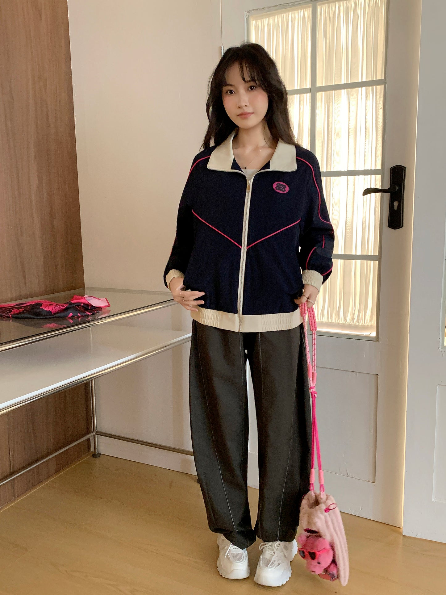 MXN Sport style jacket with Magenta pipping| Navy| With Lining