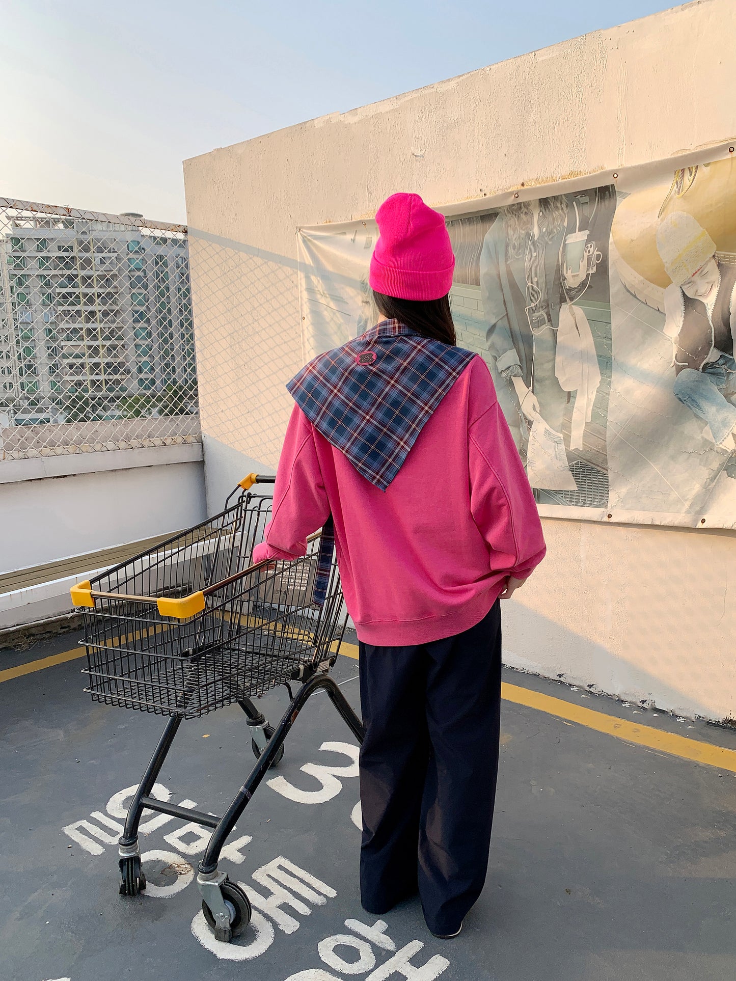 MXN Magenta Bear Oversize Sweater with washed effect| Magenta