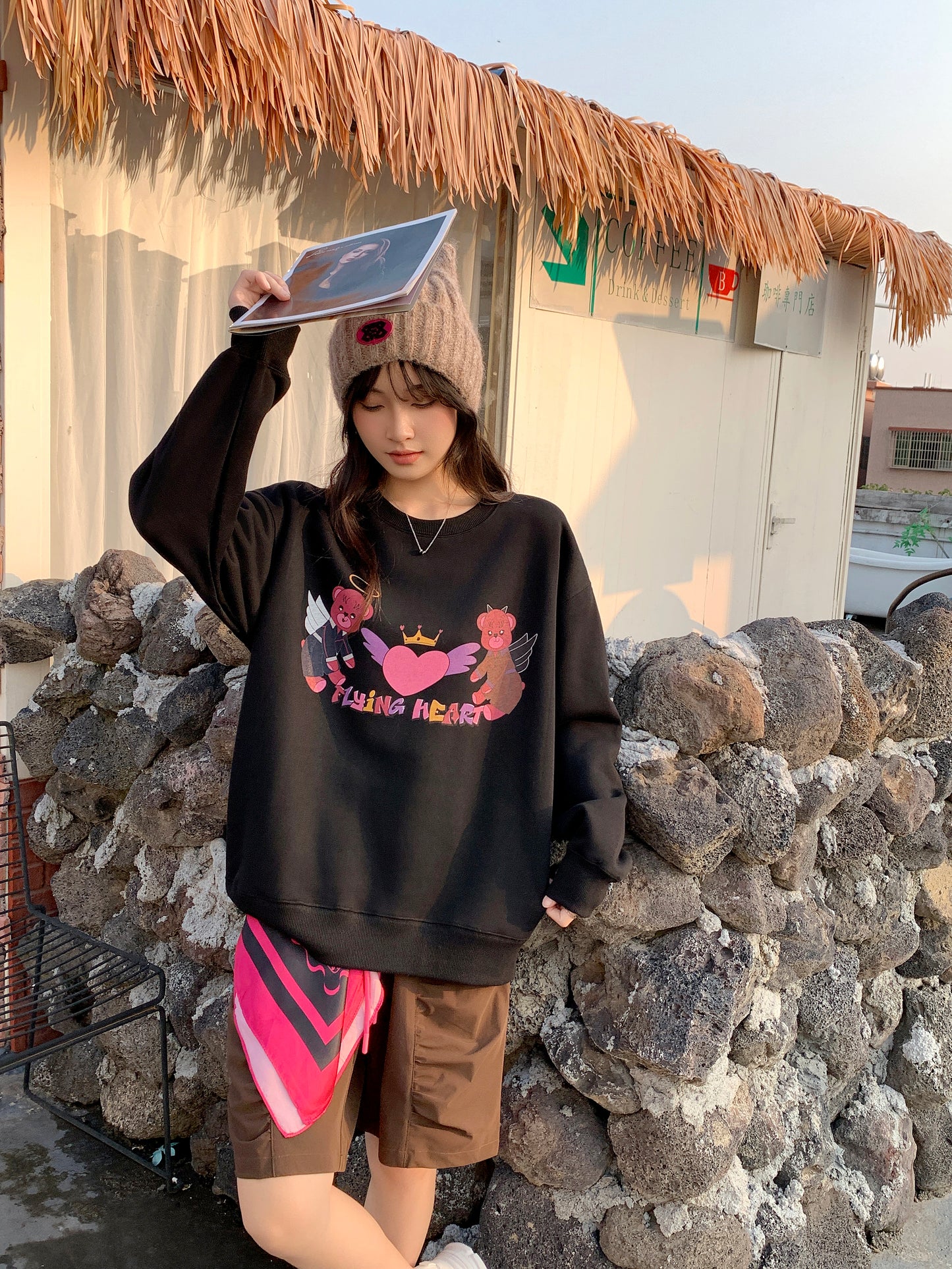 MXN Magenta Bear Sweater| Black