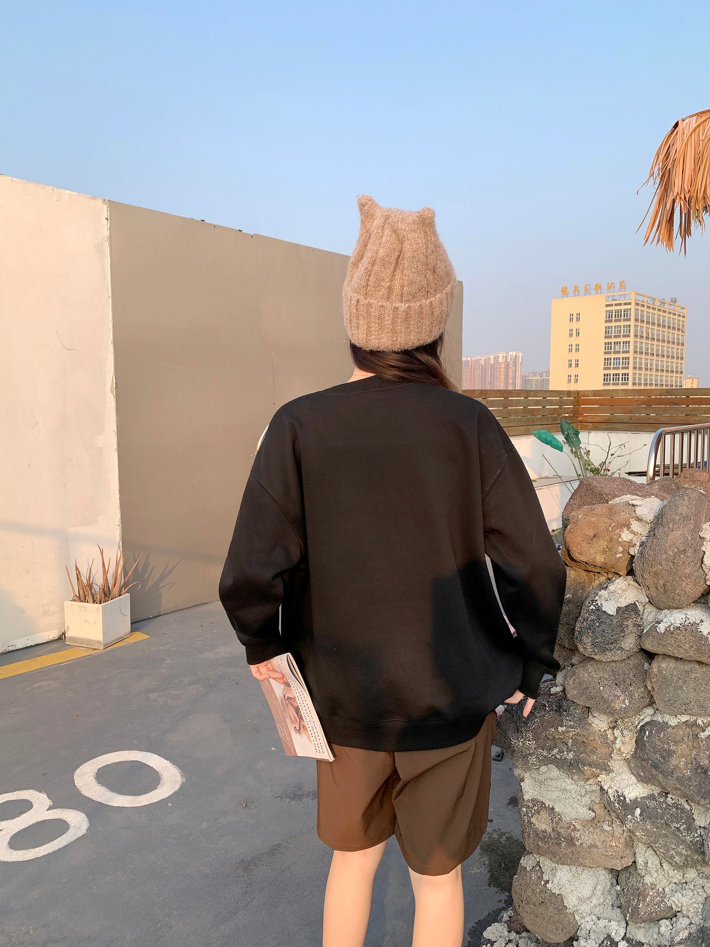 MXN Sports style shorts with ruffle darts|Brown|Elastic